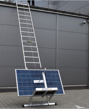 TRIZERATOP Anlegeleiter Dachdeckeraufzug Länge 12m Schlitten Solarpanel (Dachdeckeraufzug Länge 12m mit Transportwagen)