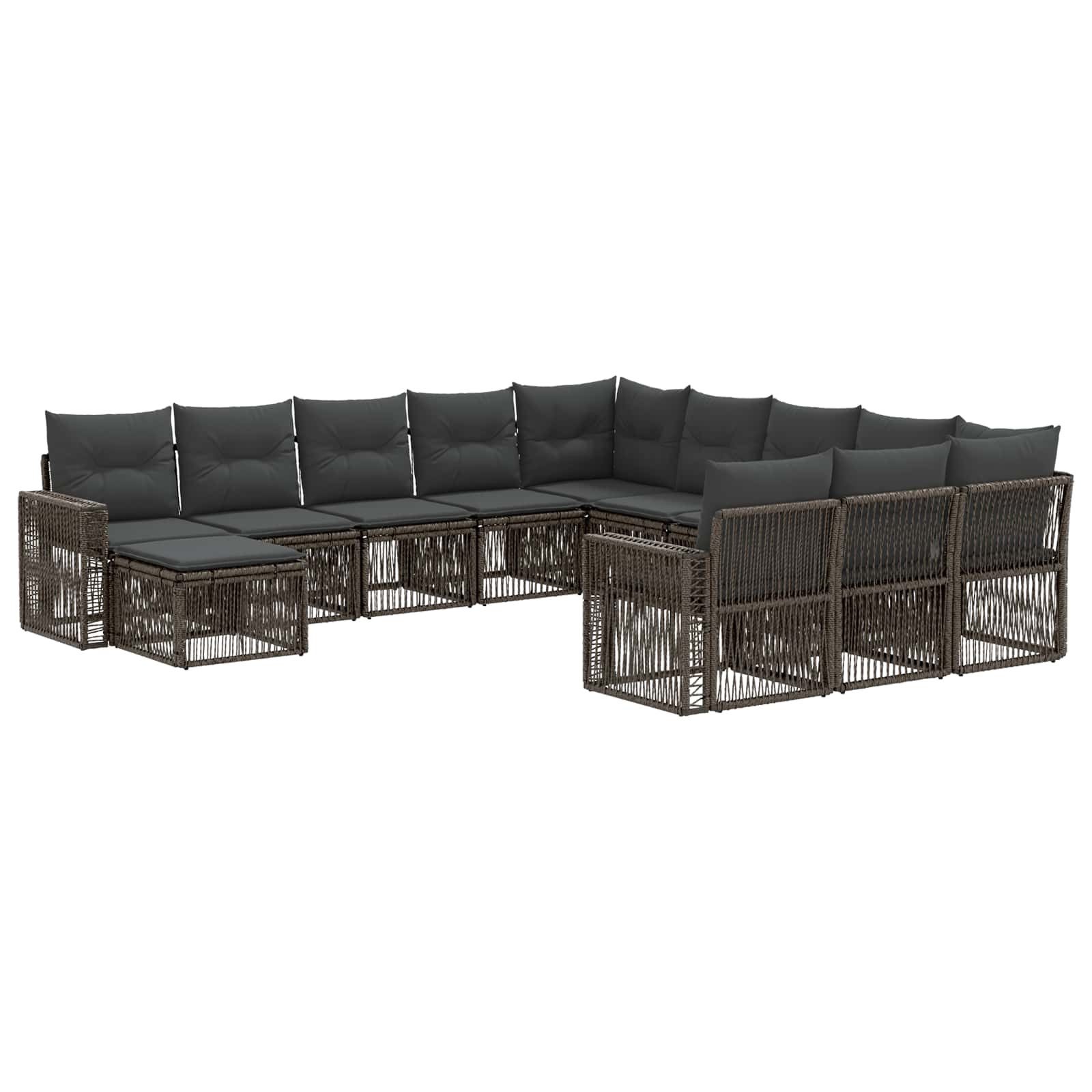 vidaXL Gartenlounge-Set Gartensofa-set 12 stk. Grau und Dunkelgrau Poly-Rattan, (12-tlg)