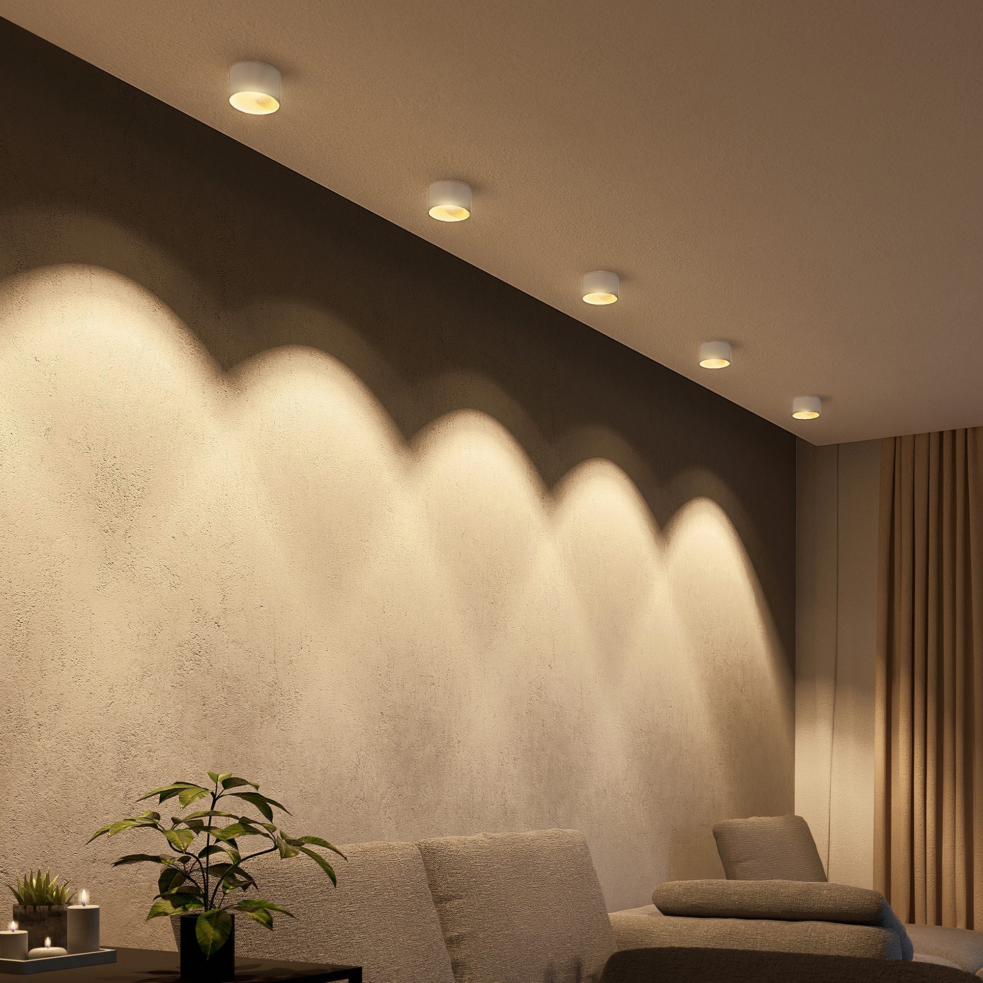 SSC-LUXon LED Aufbaustrahler BAHIO LED Aufbauspot weiß gold 6W dimmbar 3CCT Downlight, Neutralweiß, Warmweiß, Tageslichtweiß – Bild 4 von 5