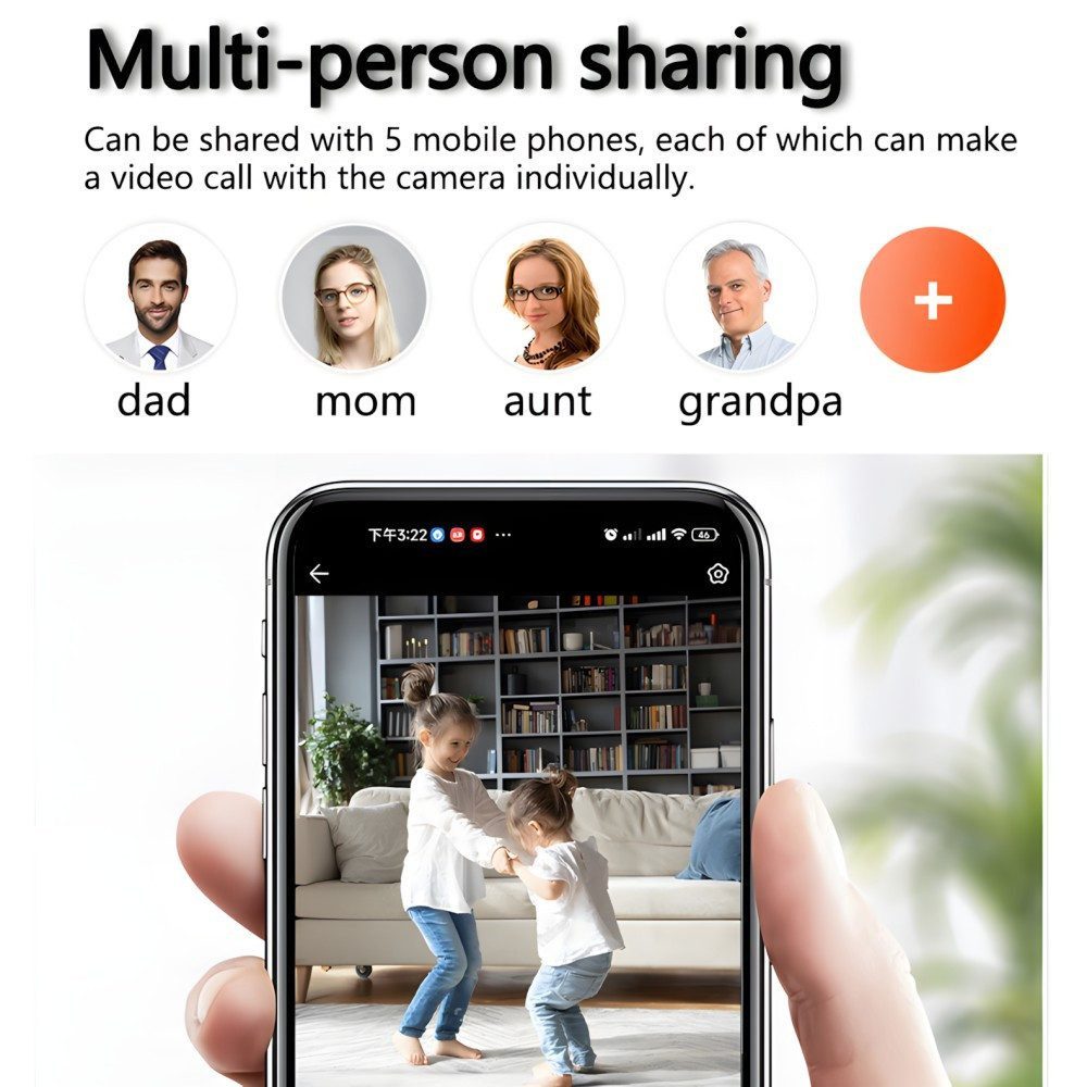 Forrlite Video Baby Monitor with Camera, 2.4 GHz WiFi Surveillance Camera, HD 1080P Indoor Camera, One-Click Video Call, Two-Way Talk, 360° Baby Monitor, Motion Detection, Automatic Tracking, iOS/Android Support, for Babies/Pets/Home