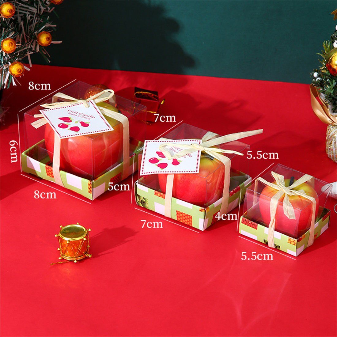 Duftkerze Kerze Creative Set, Christmas DÖRÖY Christbaumkerzen Apple Heiligabend Red 3er