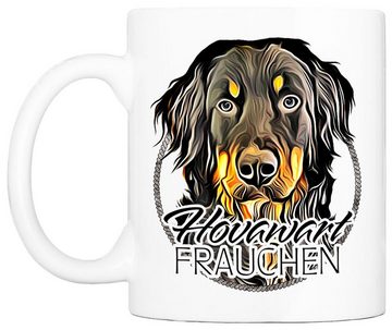 Cadouri Tasse HOVAWART FRAUCHEN - Kaffeetasse für Hundefreunde, Keramik, mit Hunderasse, beidseitig bedruckt, handgefertigt, Geschenk, 330 ml