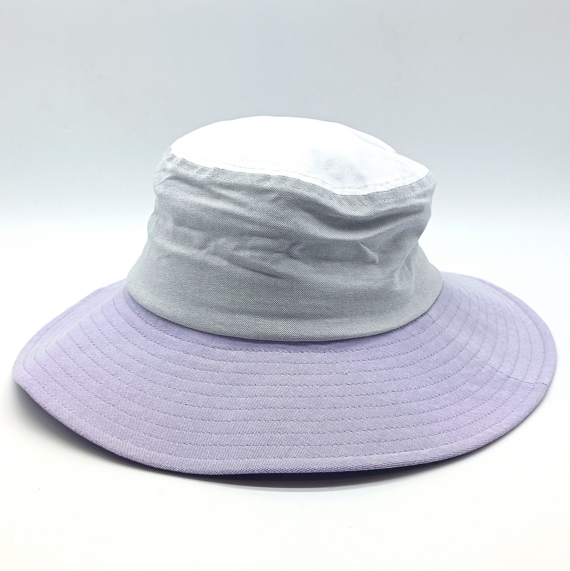 Seeberger Strohhut Buckethat patchwork rauchgrau/flieder