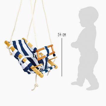 Small Foot Babyschaukel Babyschaukel Maritim (1-tlg), mit glatt geschliffenen Massivhölzern und fester Textilbespannung