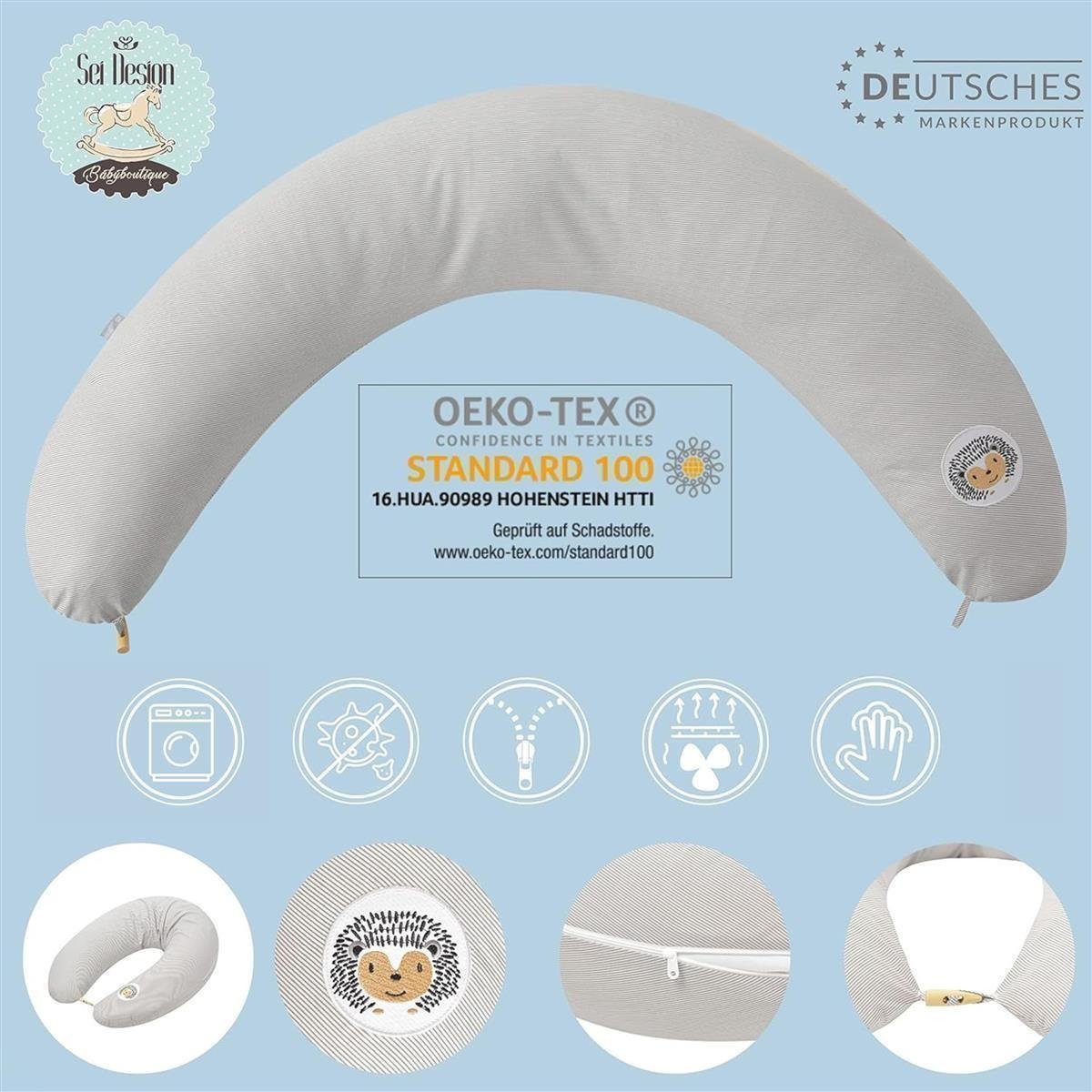 SEI Stillkissen Kuschelnest cm, 170x30 Babynestchen Spar-Set Seitenschläferkissen Design Baumwolle 100% Bezug 2X Bezug,