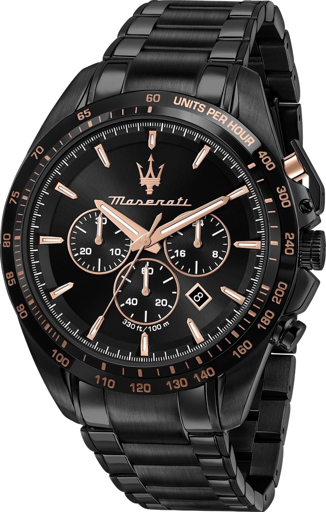 MASERATI Maserati Edelstahlarmband, rund, Chronograph groß 45mm) Chronograph, (ca. Herrenuhr Made-In Italy Herrenuhr