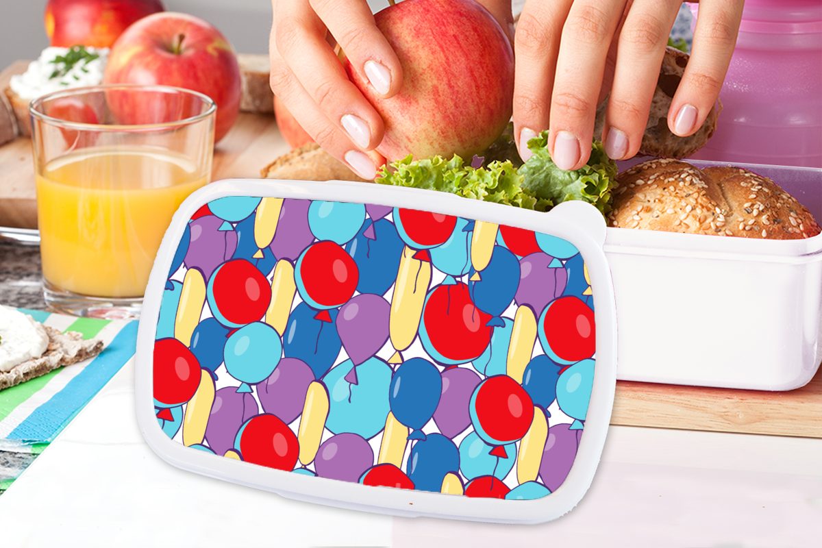 (2-tlg), Party, MuchoWow und weiß Luftballons Mädchen Brotdose, Lunchbox Jungs Kunststoff, Erwachsene, - für Kinder für Brotbox und