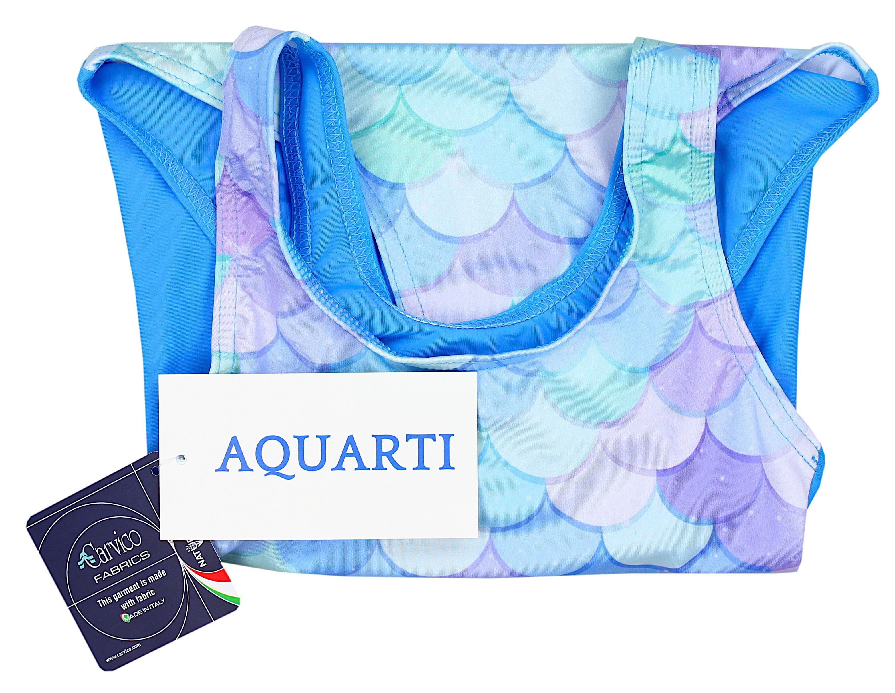 Aquarti Badeanzug Aquarti Mädchen / Badeanzug Violett Grün / Meerjungfrau Ringerrücken mit Print Blau