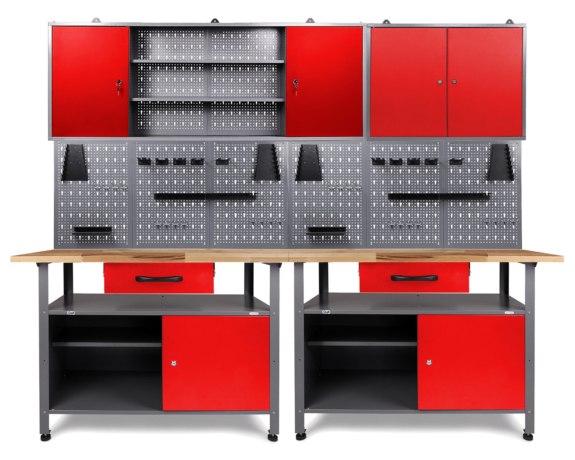 ONDIS24 Werkstatt-Set Werkstatt Set Klaus + Schränke und Lochwandset