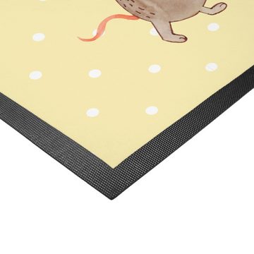 Fußmatte Schildkröte & Maus - Gelb Pastell - Geschenk, Freundschaft, Fußabstreifer, Haustürmatte, Hilfe, spazieren, Motivfußmatte, Freunde, beste Freunde, Mr. & Mrs. Panda, Höhe: 0.5 mm
