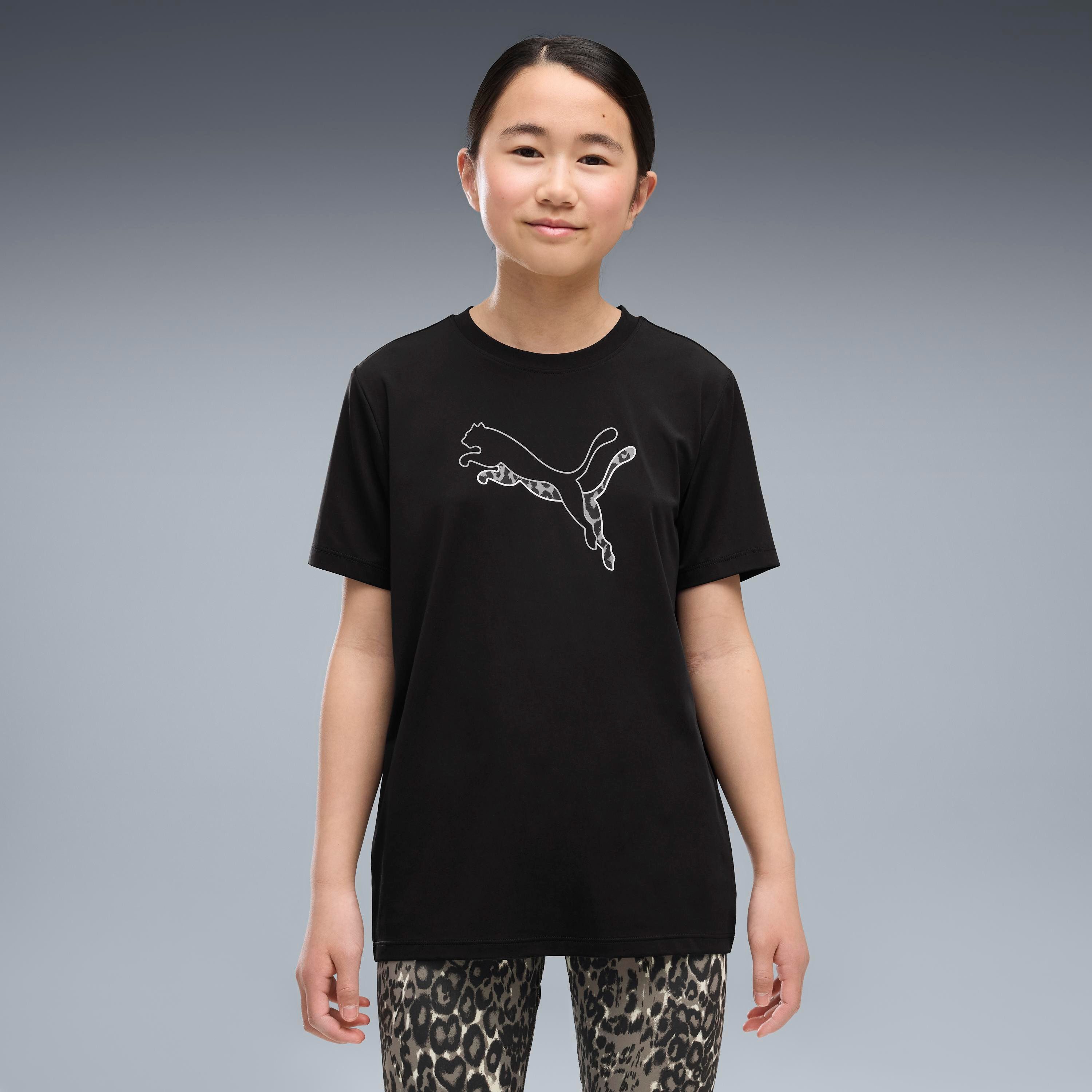 PUMA T-Shirt TAD ESS LOGO GRAPHIC TEE G für Jugendliche, Kurzarm, sportlicher Stil