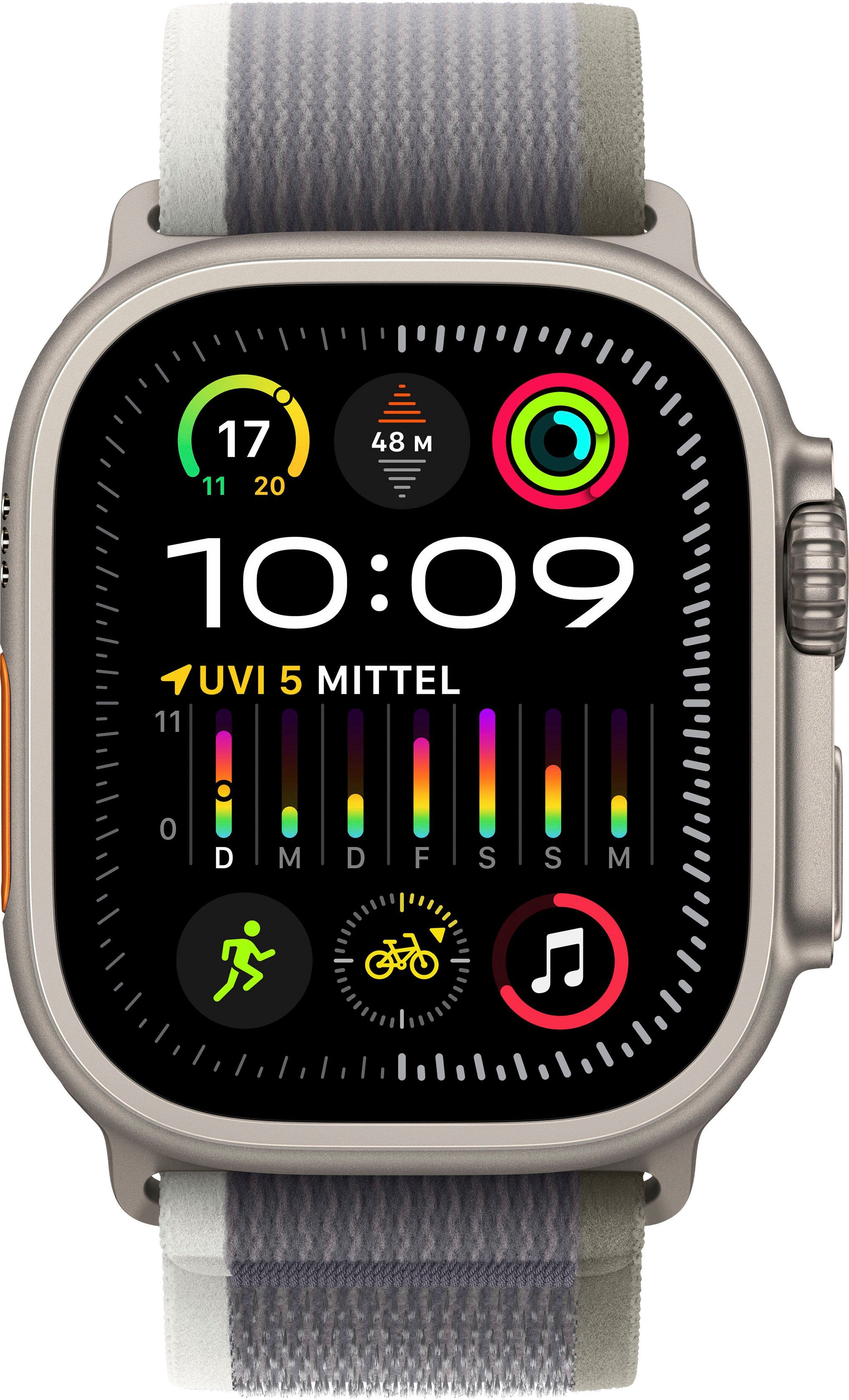 Loop GPS Apple M/L 2 10), Ultra Smartwatch 49 cm/1,92 Watch OS Titanium mm Watch Cellular Titanium/Green/Grey + Trail Zoll, (4,9