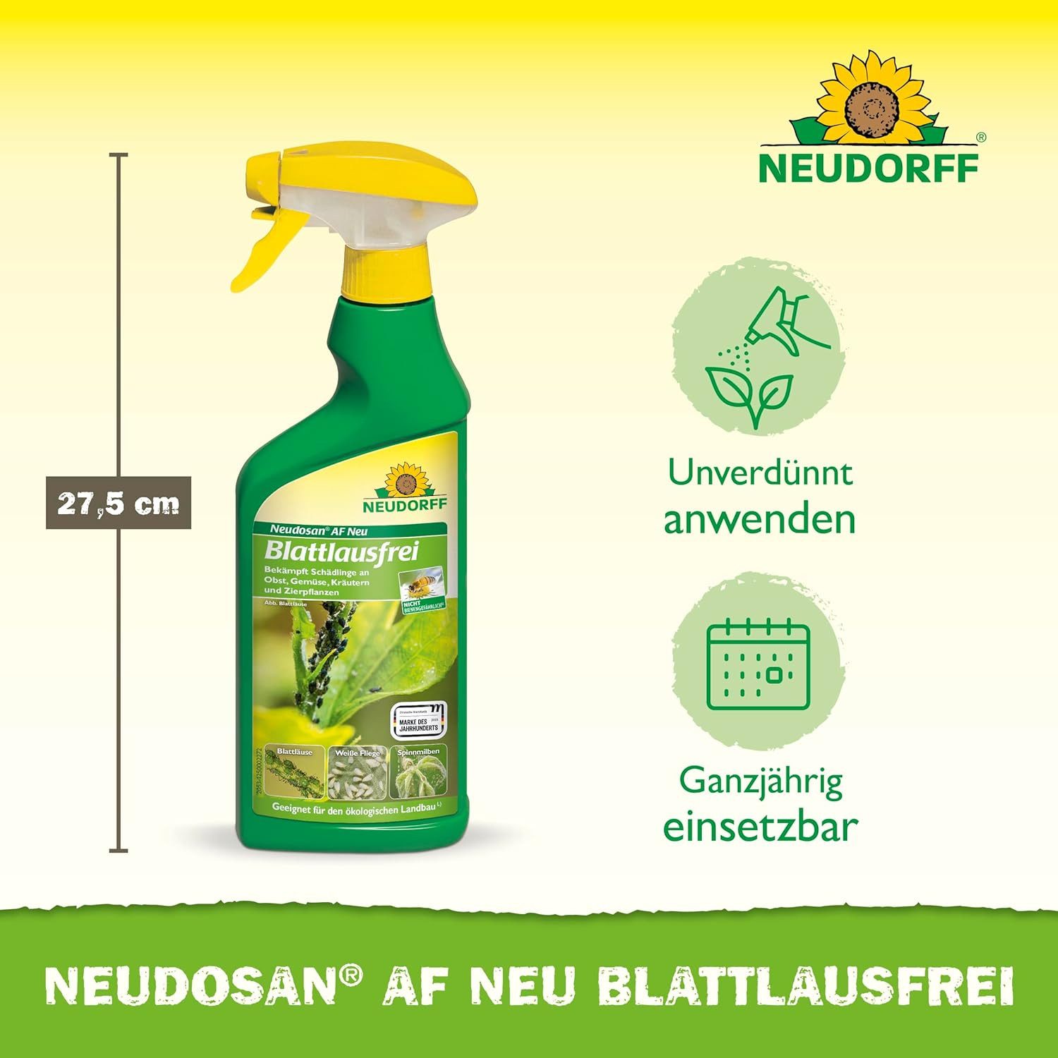 Neudorff Insektenspray Neudosan AF Neu Blattlausfrei 500 ml, 500 ml, Anwendungsfertiges Spray zur effektiven Bekämpfung