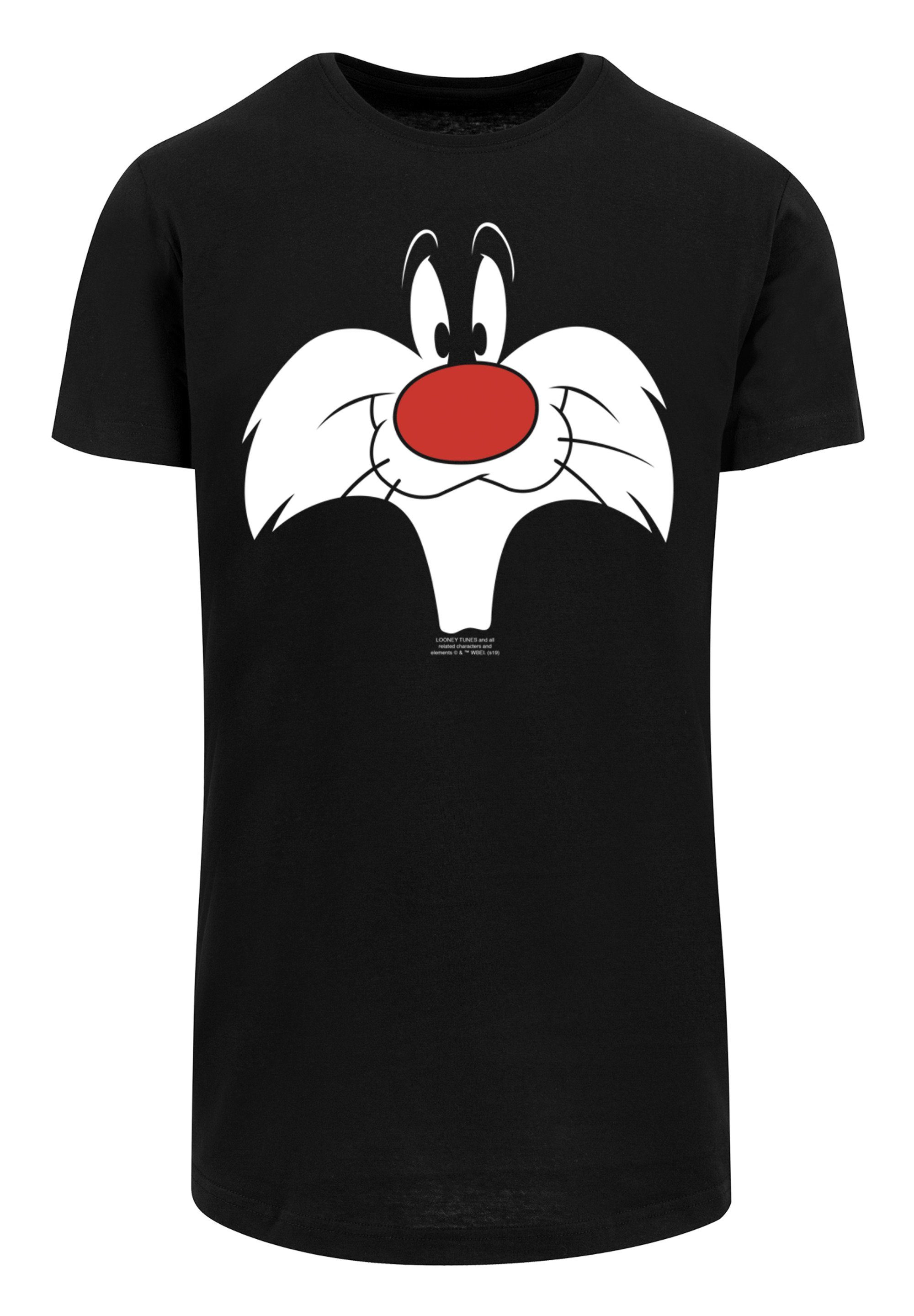 F4NT4STIC Kurzarmshirt Herren Looney Tunes Sylvester Big Face-BLK with Shaped Long Tee (1-tlg)
