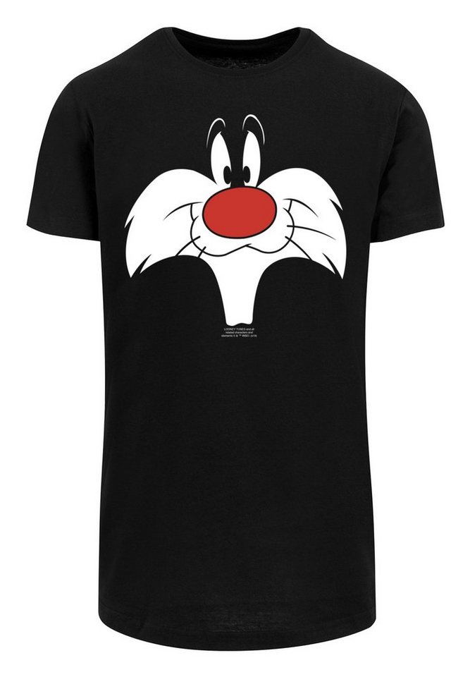 F4NT4STIC Kurzarmshirt Herren Looney Tunes Sylvester Big Face-BLK with  Shaped Long Tee (1-tlg), Stylisches T-Shirt aus angenehmer Baumwollmischung