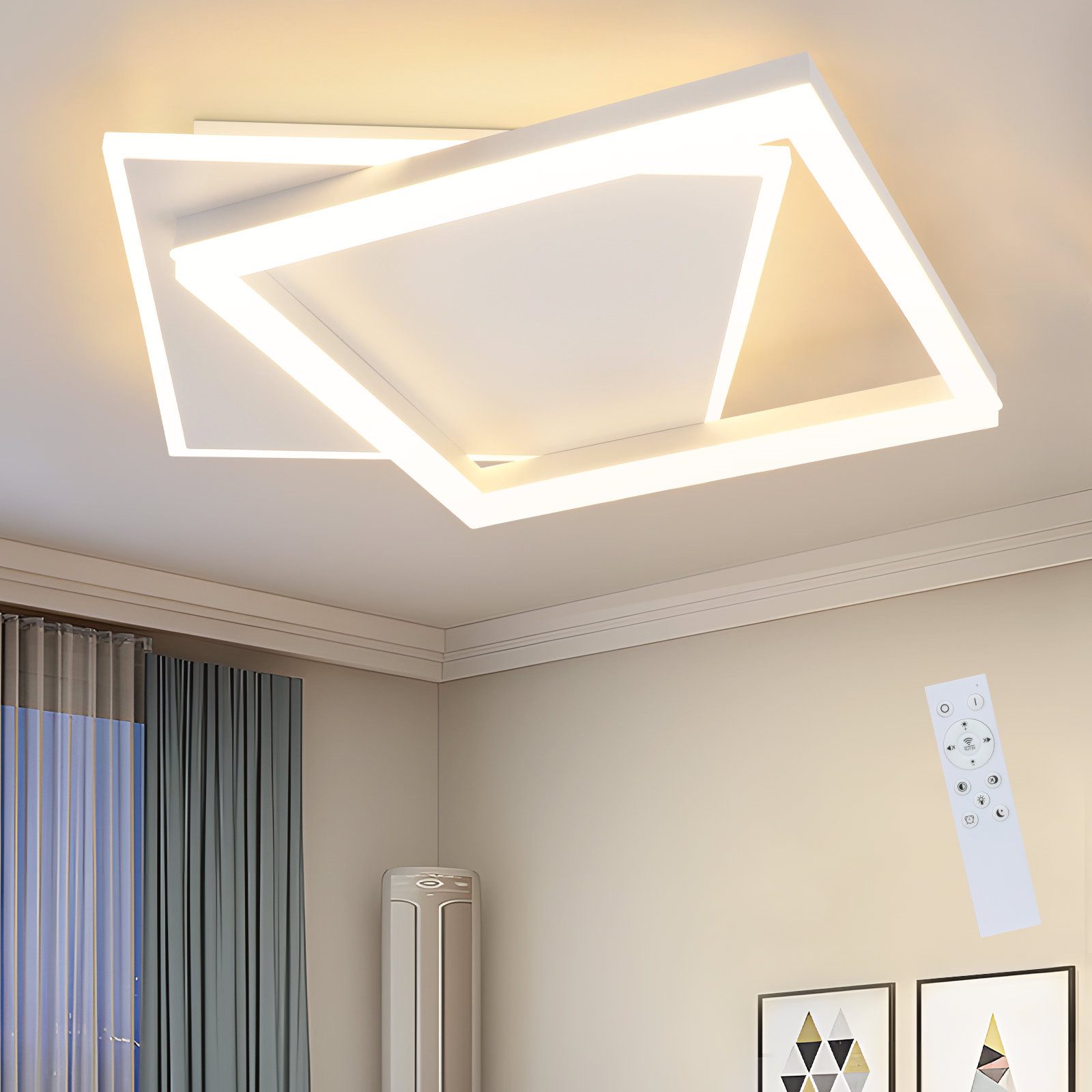 Nettlife LED Deckenleuchte Schwarz Dimmbar Eckig Acryl Deckenbeleuchtung, D günstig online kaufen