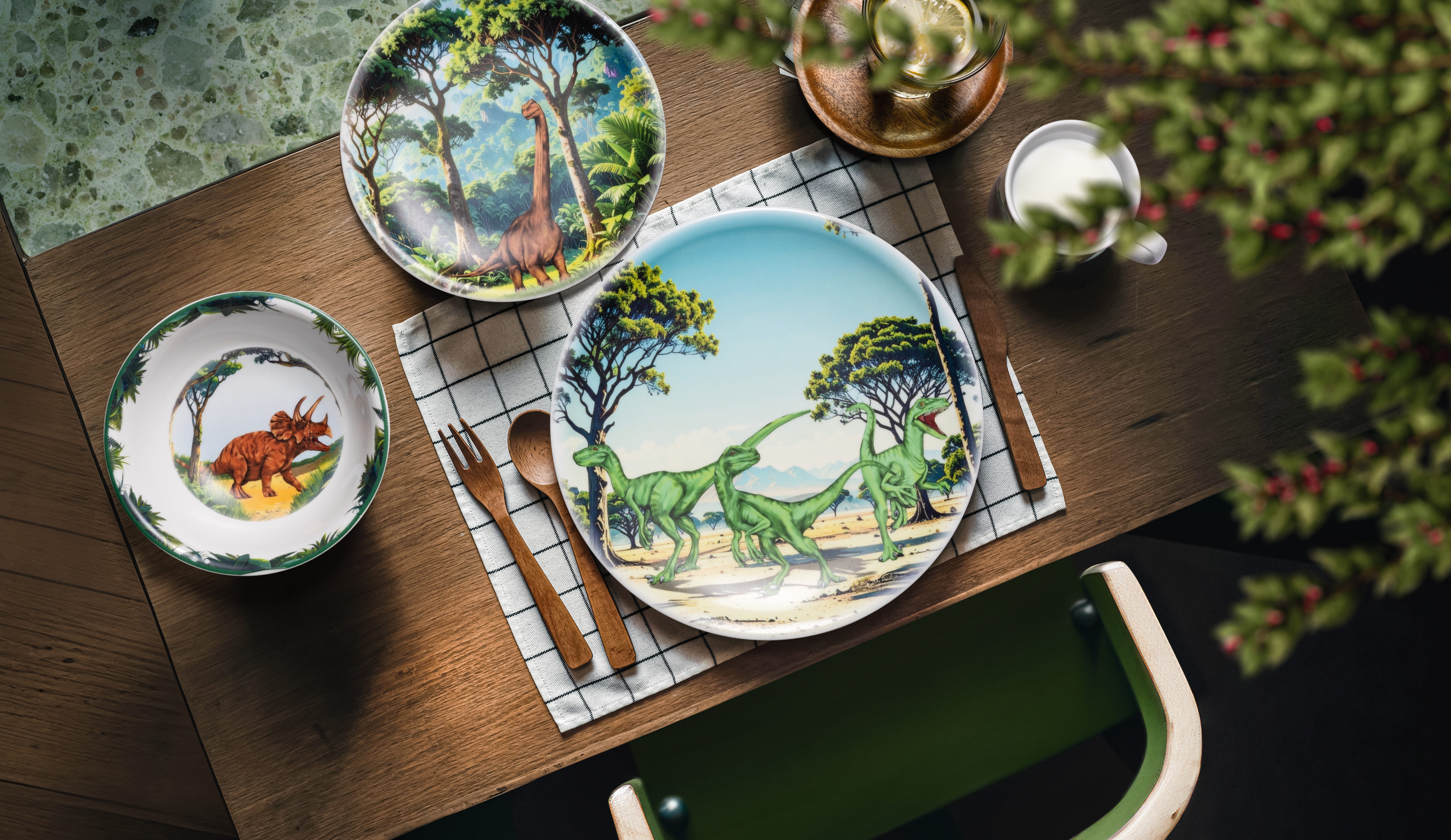 Seltmann Weiden Speiseteller Teller rund 25,5 cm, (1 St), Speiseteller mit Dino - Design
