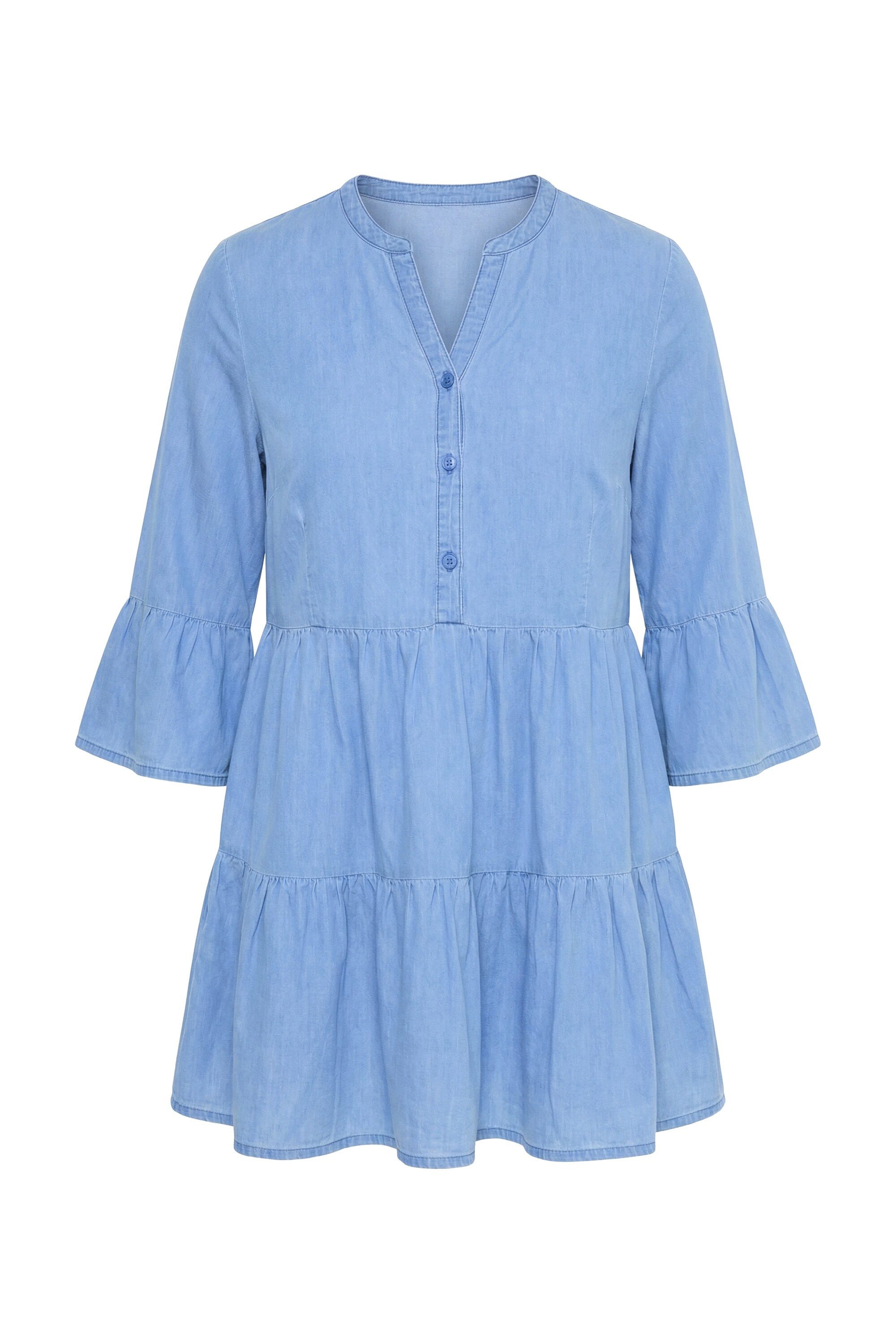 Angel of Style Longbluse Bluse A-Linie softe Jeansoptik Volants günstig online kaufen