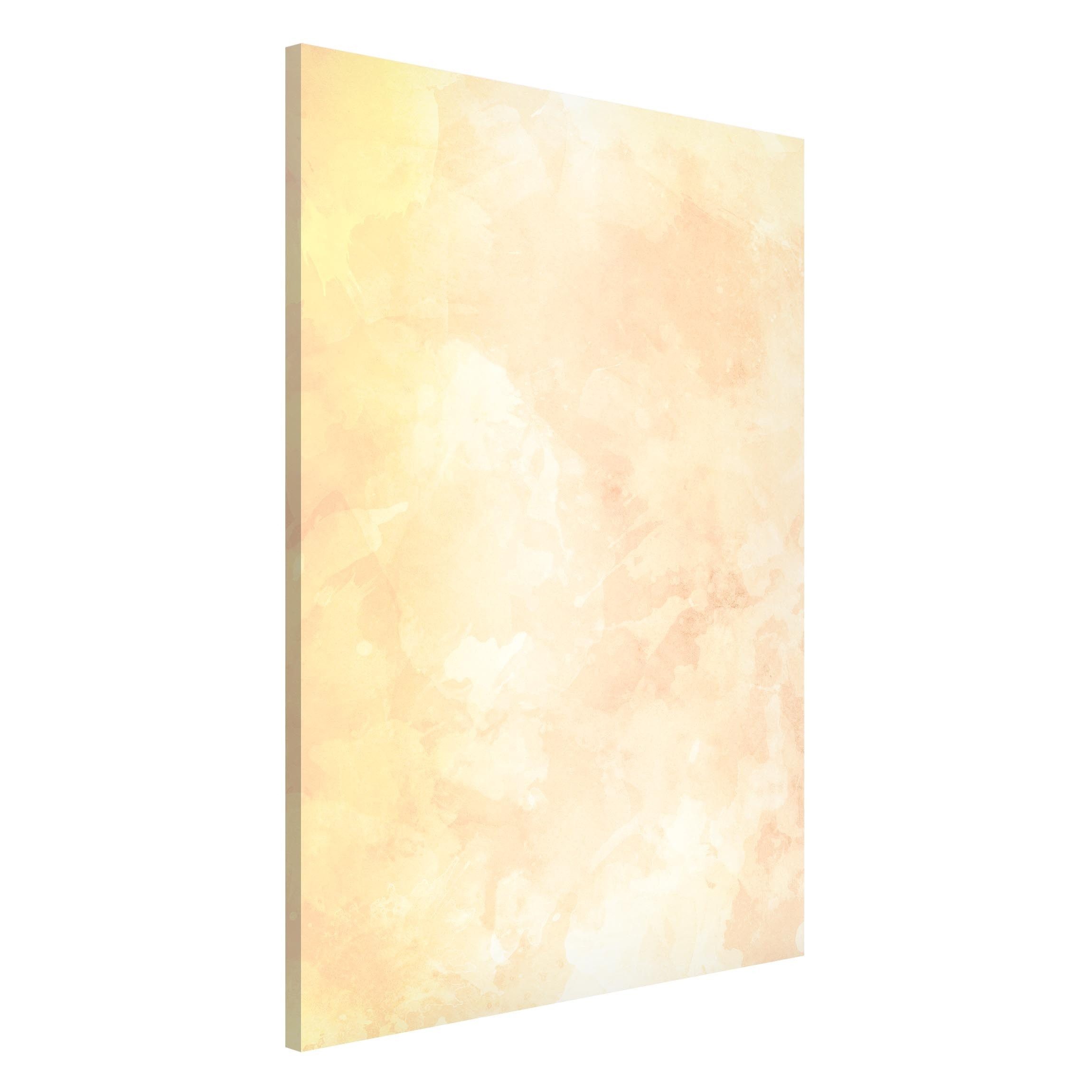 Bilderdepot24 Magnettafel Küche gelb Aquarellstruktur Gelbe Sonnenflecken, (1-tlg., Magnetboard Pinnwand für die Wand - metallische Tafel für Magnete), Magnetwand groß mit Motiv Büro Memoboard magnetisch Hochformat