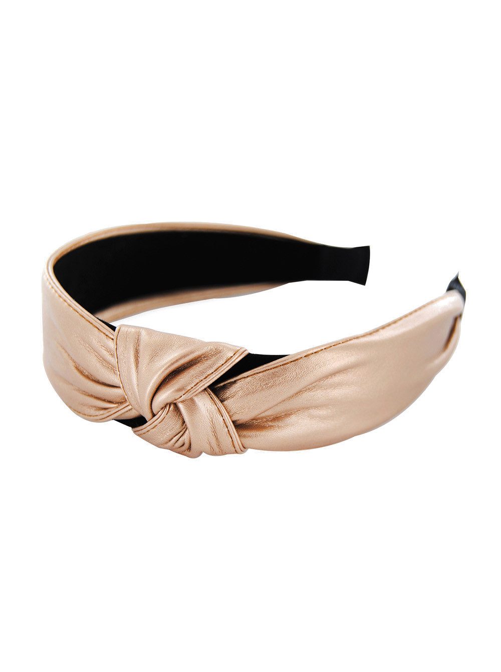 axy Haarreif Haarreif mit Knoten und Ziernähten in Kunstleder Optik, Vintage und Klassik-Look Damen Haareifen Haarband
