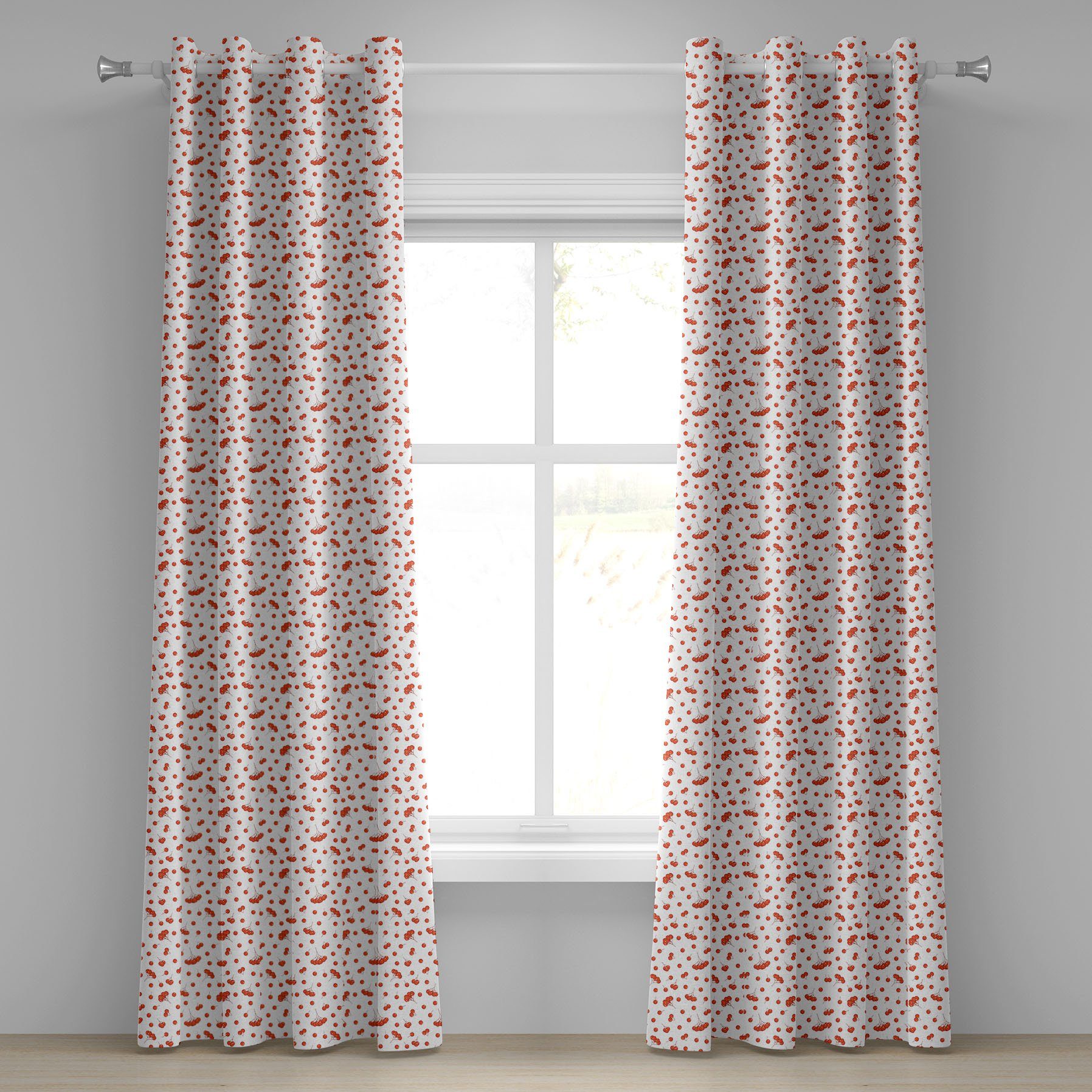 Gardine Dekorative 2-Panel-Fenstervorhänge für Schlafzimmer Wohnzimmer, Abakuhaus, Eberesche Juicy Ashberries Grafik