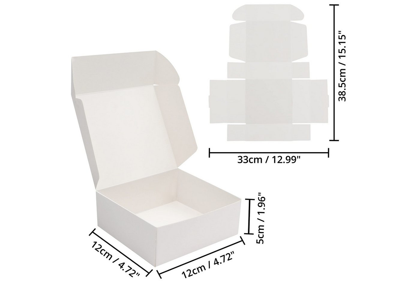 Thumbnail - Kurtzy Geschenkbox Weiße Geschenkbox mit Deckel (100 Stück) - 12x12x5cm (100 St)