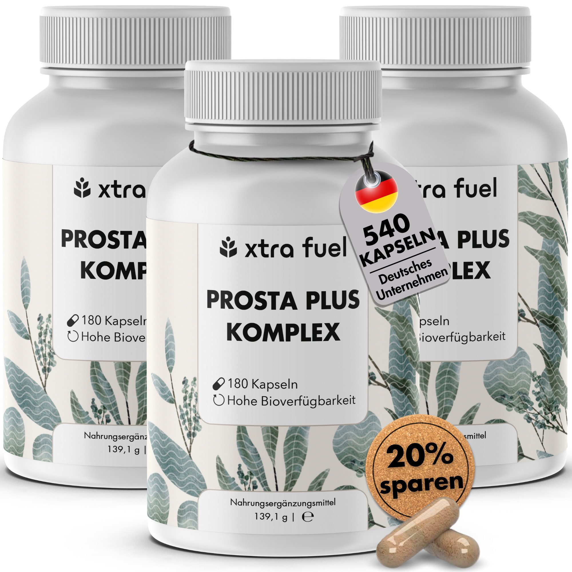 XTRA FUEL Prostata Kapseln - Prosta Plus Komplex - hochdosiert & vegan Kapseln, 417.3 g