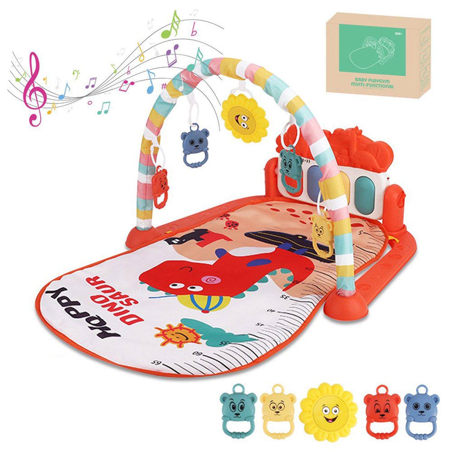 Spielbogen Baby-Spielmatte mit Musik und Lichtern, Kick-and-Play-Klavier