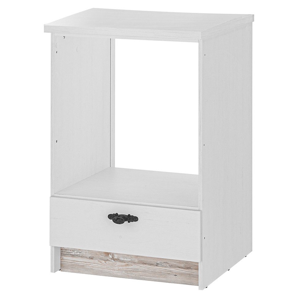 Lomadox Herdumbauschrank FERNA-61 Pinie weiß mit Pinie dunkel, Landhaus, 62 cm breit