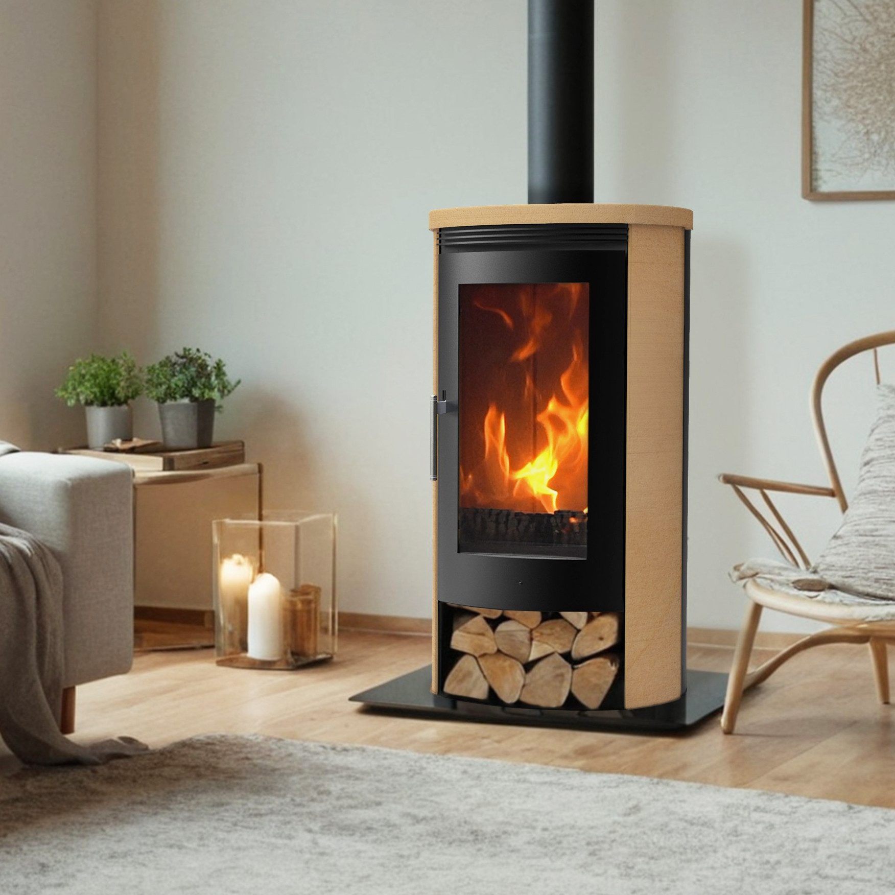 Panadero Kaminofen Panadero Kaminofen Bilbao Sandstein, 8 kW, Zeitbrand
