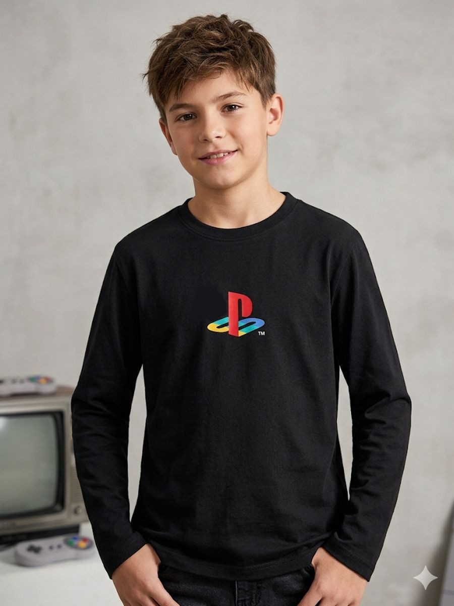 Playstation Longsleeve PlayStation Kinder Longsleeve Schwarz PS1 Logo – Gamer Shirt Kids Playstation Jungen Langarm T-Shirt Gaming – Bild 4 von 5