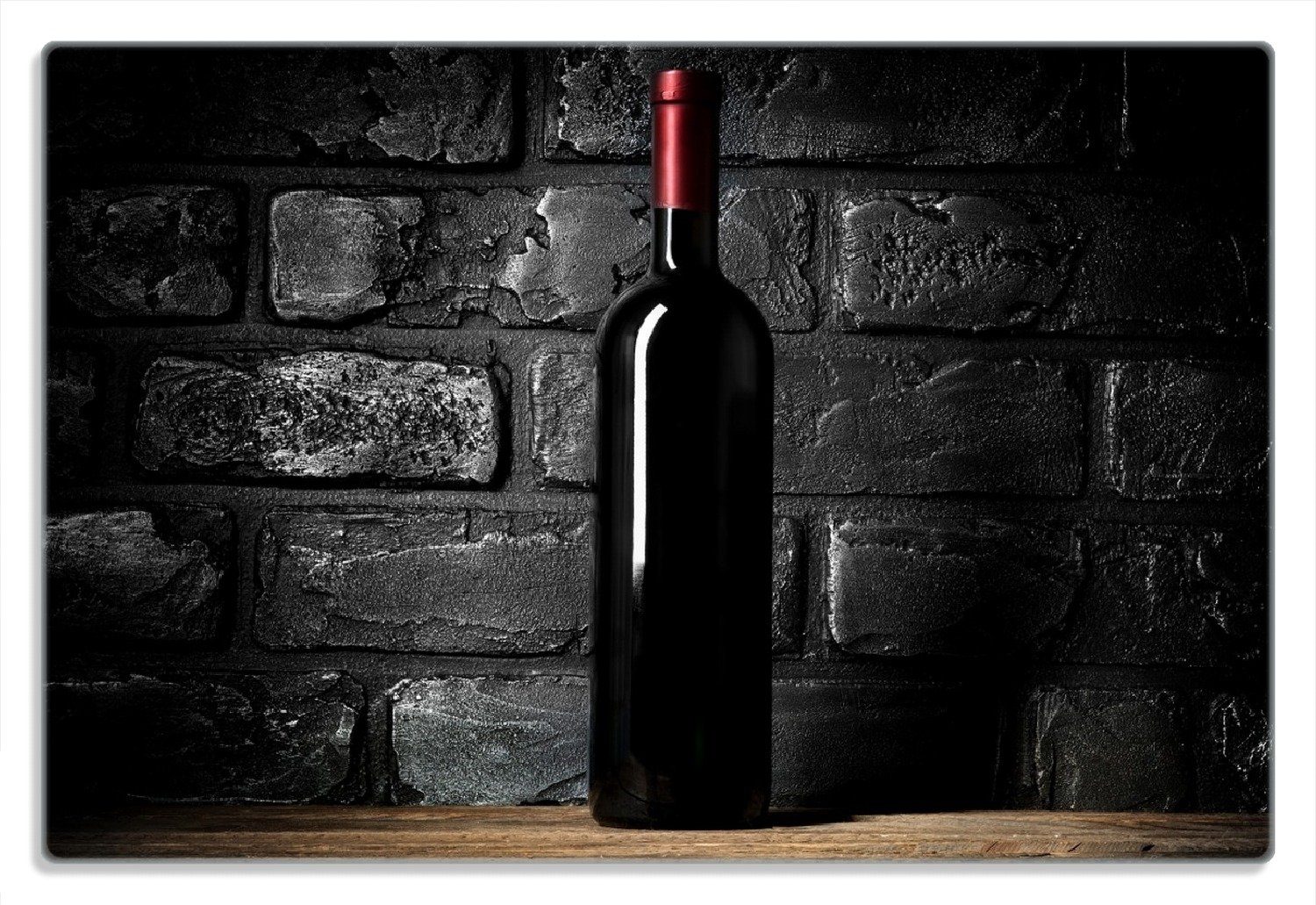 Wallario Frühstücksbrett Rotwein-Flasche am Gummifüße (inkl. 20x30cm Abend, rutschfester 4mm, 1-St)