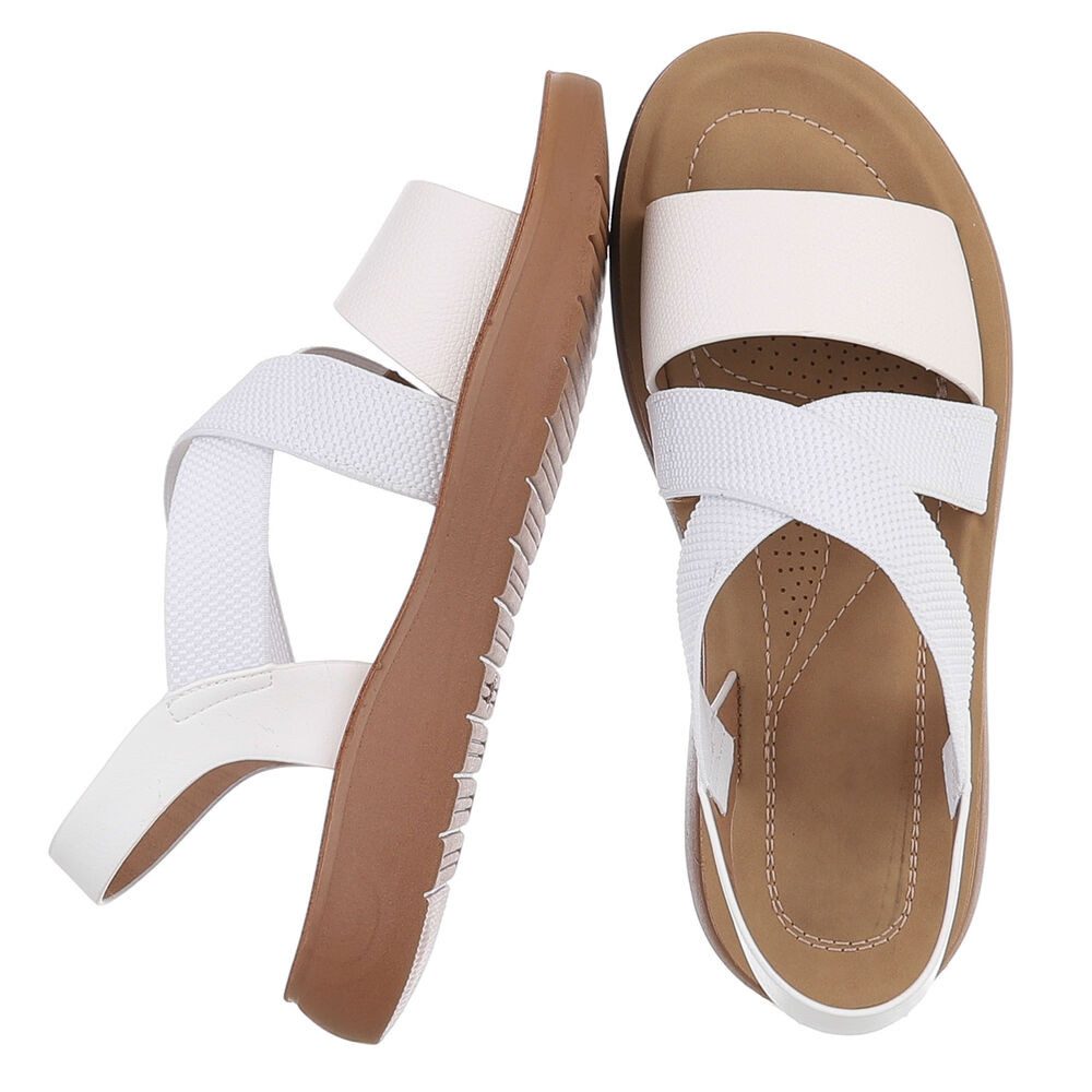 Ital-Design Damen Sandale mit Fersenriemen und Plateausohle Pantolette (92002706) Flach Pantoletten in Weiß