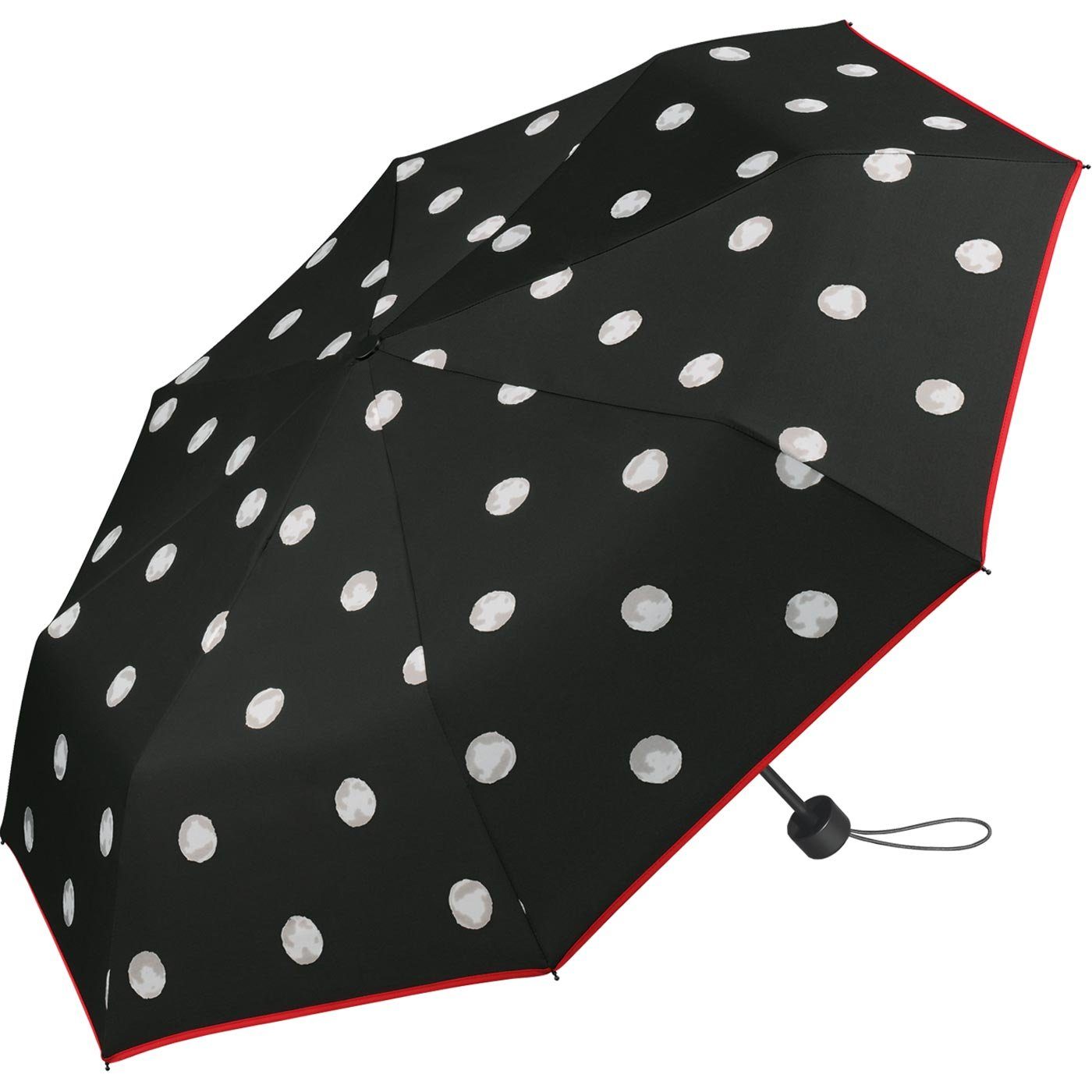 stilvollen mit schlanker bedruckt weißen Langregenschirm Punkten HAPPY Damen-Regenschirm RAIN Handöffner, mit