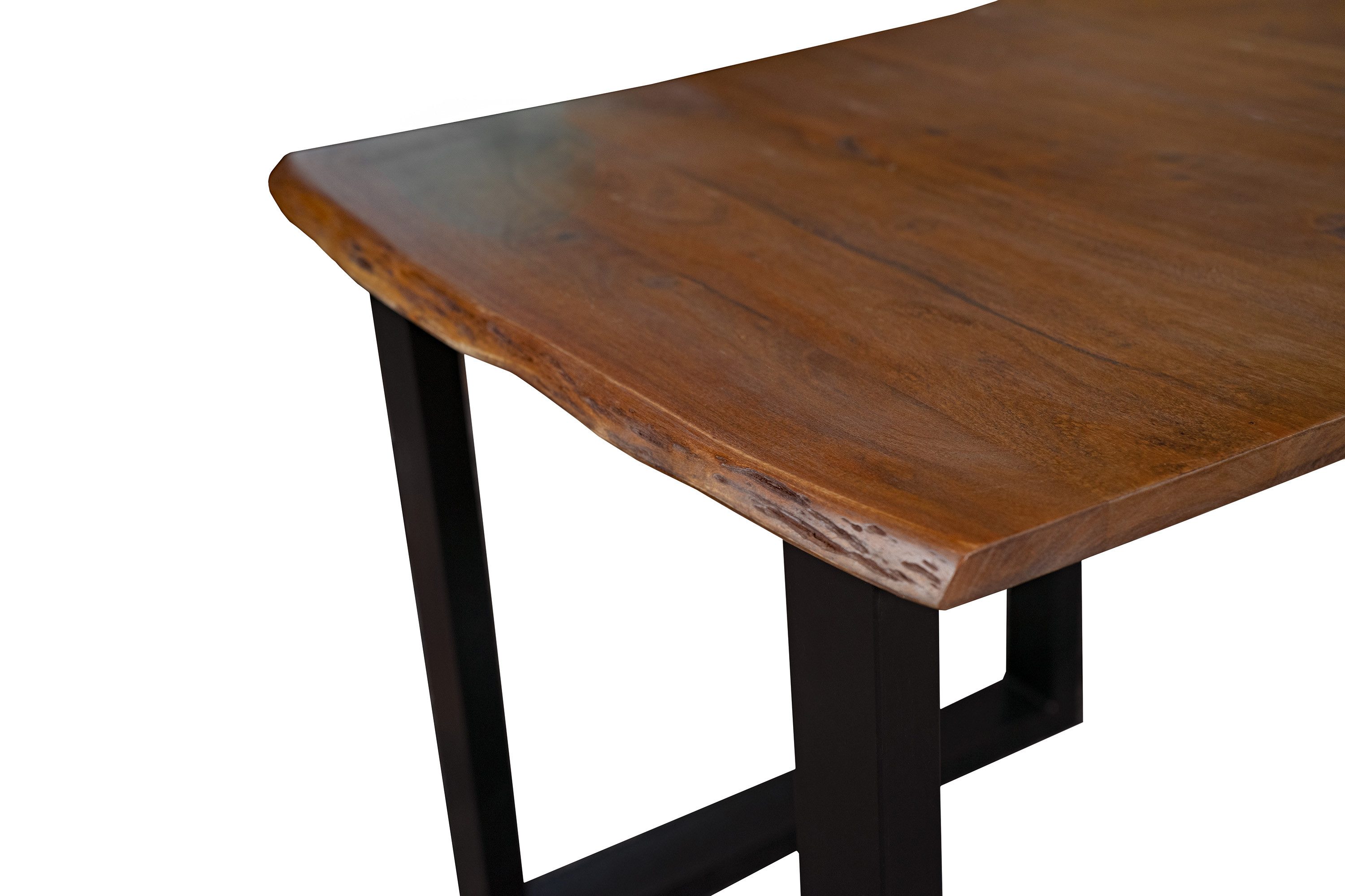 SAM® Baumkantentisch Hope, massives Akazienholz, Baumkante, Metallgestell U-Form, bis 3m