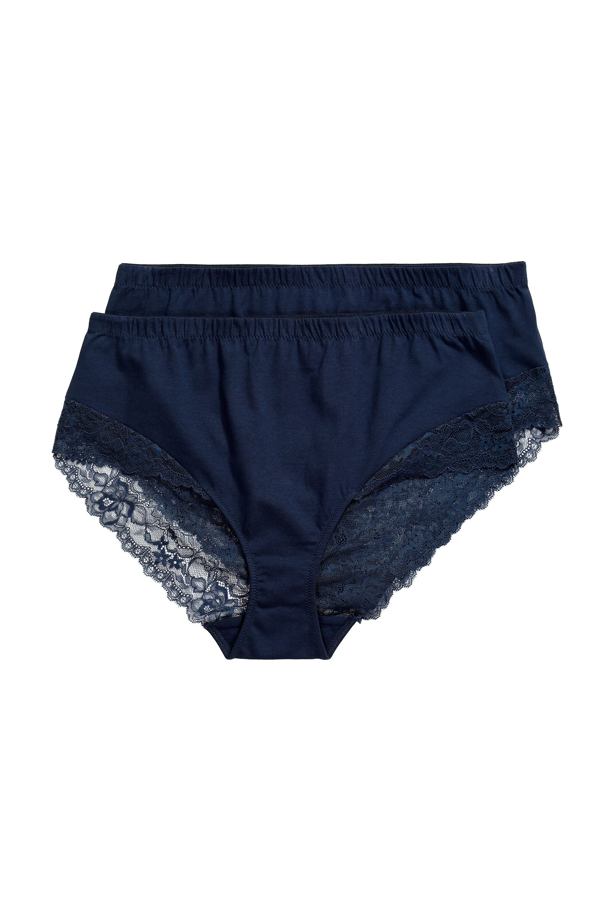 Ulla Popken Slip Midislips 2er-Pack seitlicher Spitzeneinsatz