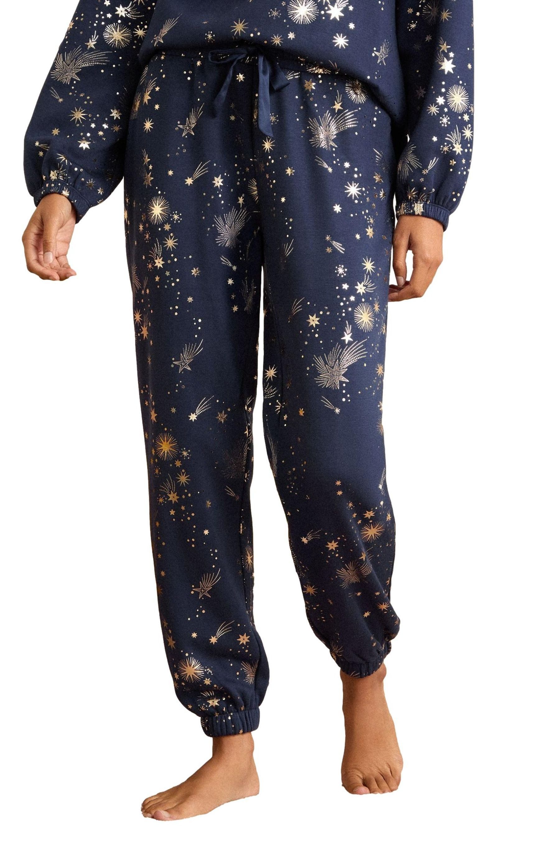 Love & Roses Jogginghose Love & Roses lange Lounge-Hose mit Folien-Detail (1-tlg)