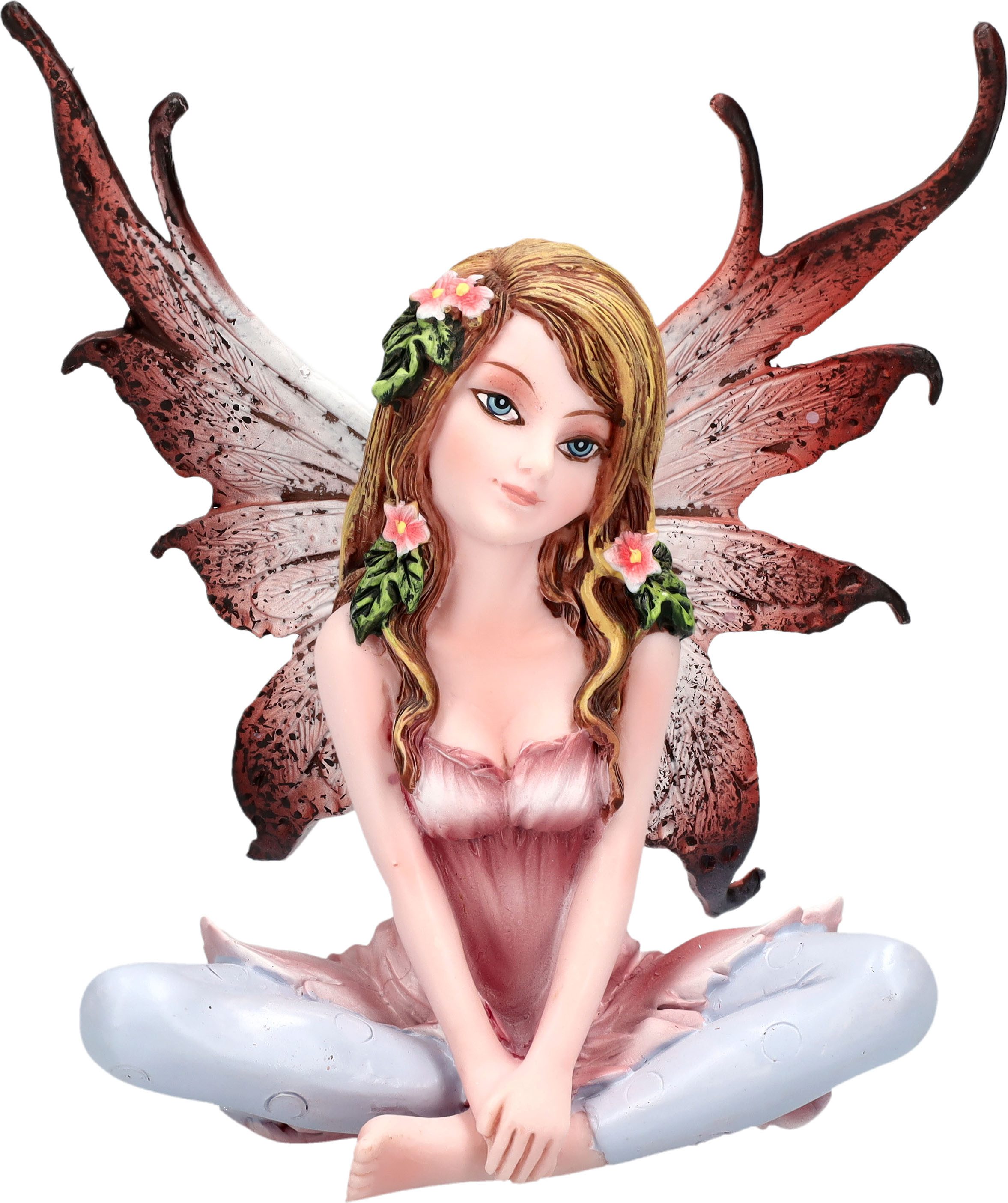 Figuren Shop GmbH Fantasy-Figur Elfen Figur - Rosa sitzt im Schneidersitz - günstig online kaufen