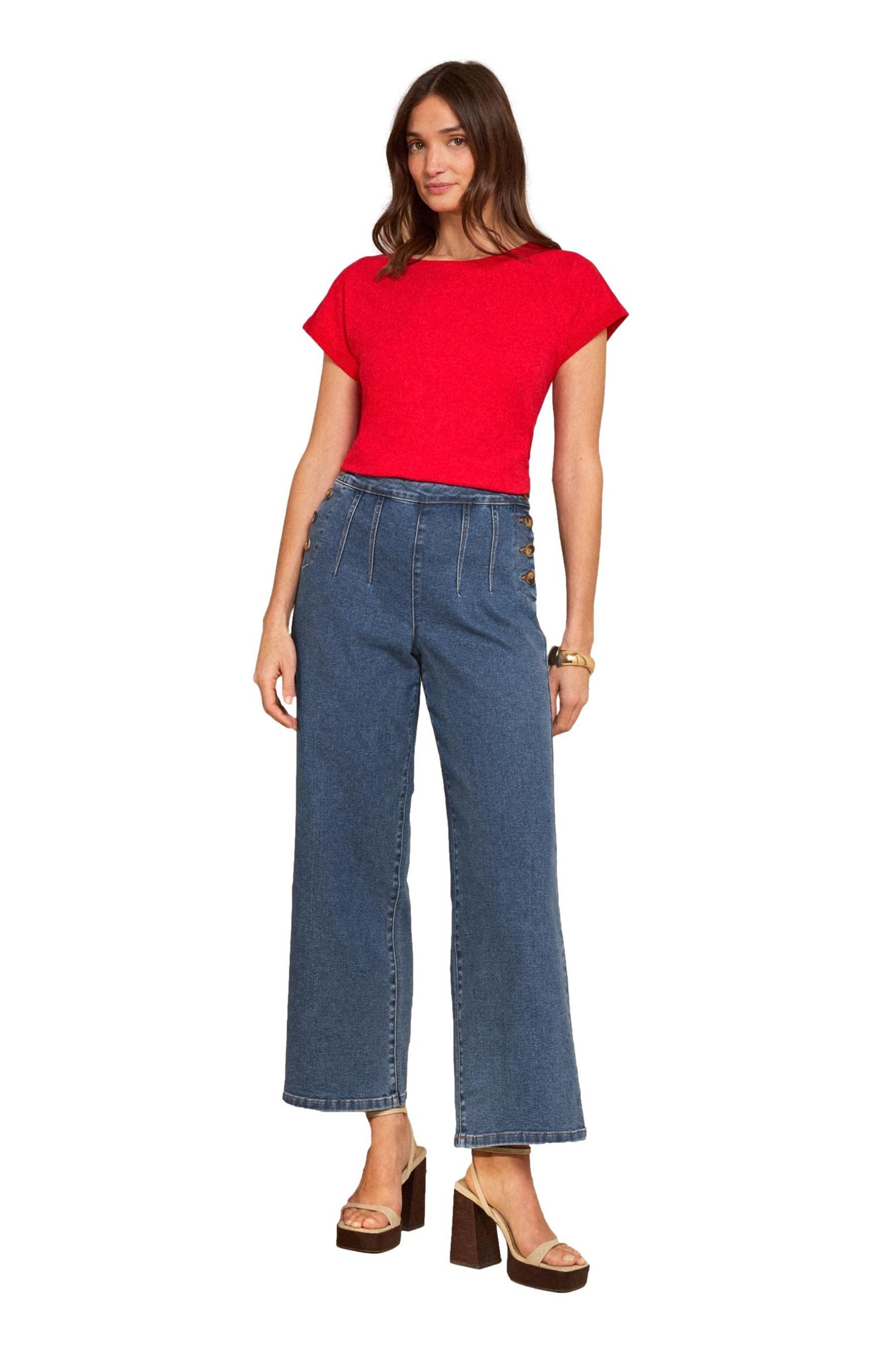 Weite Jeans Love & Roses Jeans mit weitem Bein, Regular