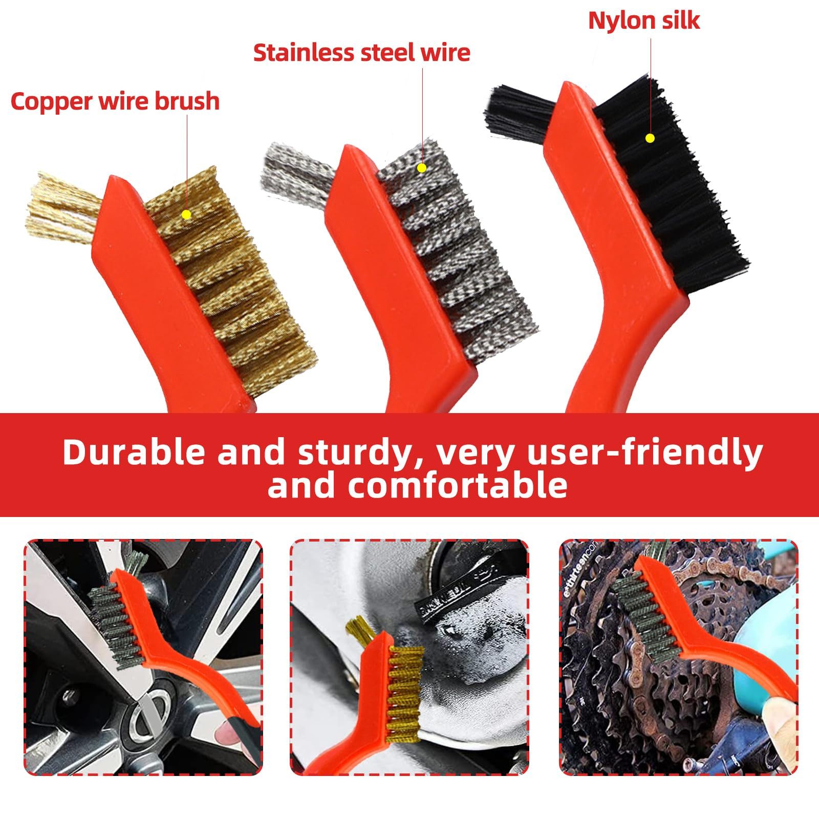 Bundviel Reinigungsbürsten-Set 9 teilige Drahtbürste Messingdrahtbürste Drahtbürste Reinigungsspatel, (9-tlg)