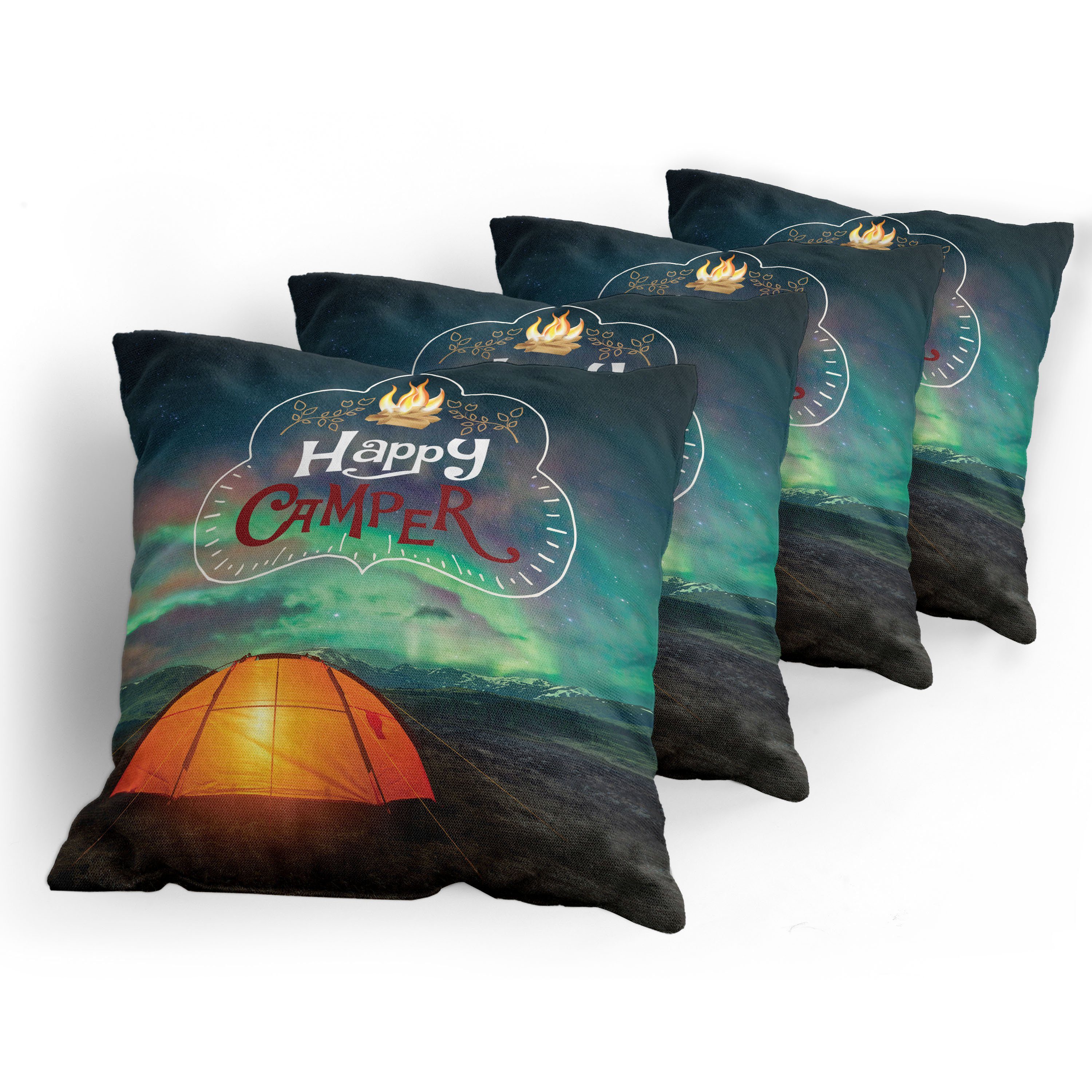 Digitaldruck, Glücklicher Stück), Camper Modern Aurora (4 Doppelseitiger Tent Kissenbezüge Abakuhaus Borealis Accent