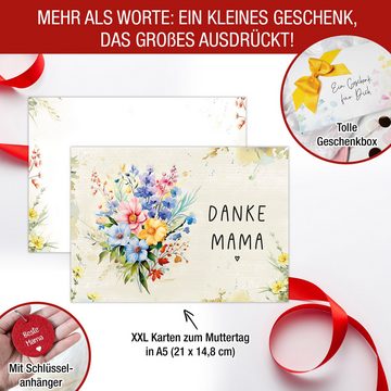TOBJA Grußkarte Mama Dankeschön Geschenk Muttertag, Danke Karte Schlüsselanhänger Geschenkumschlag
