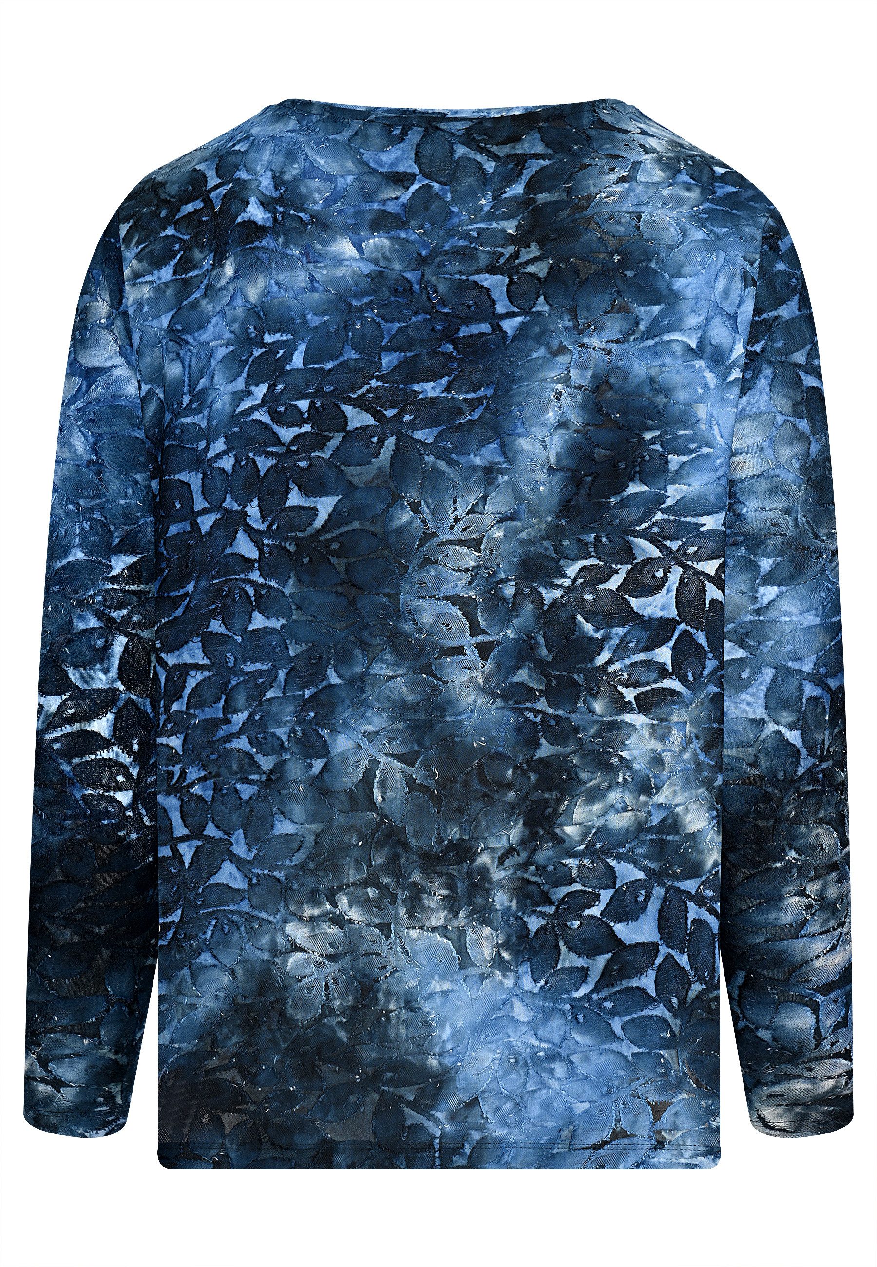elanza T-Shirt Shirt mit Blättermuster in Blau (1-tlg) günstig online kaufen