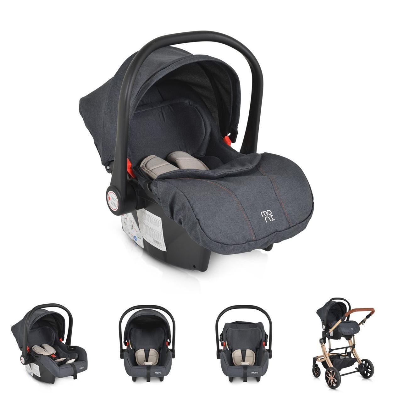 Moni Babyschale Trio (40 - 87 cm), ab: 0, bis: 1.25, Adapter, Fußabdeckung, weiches Kissen, i-Size