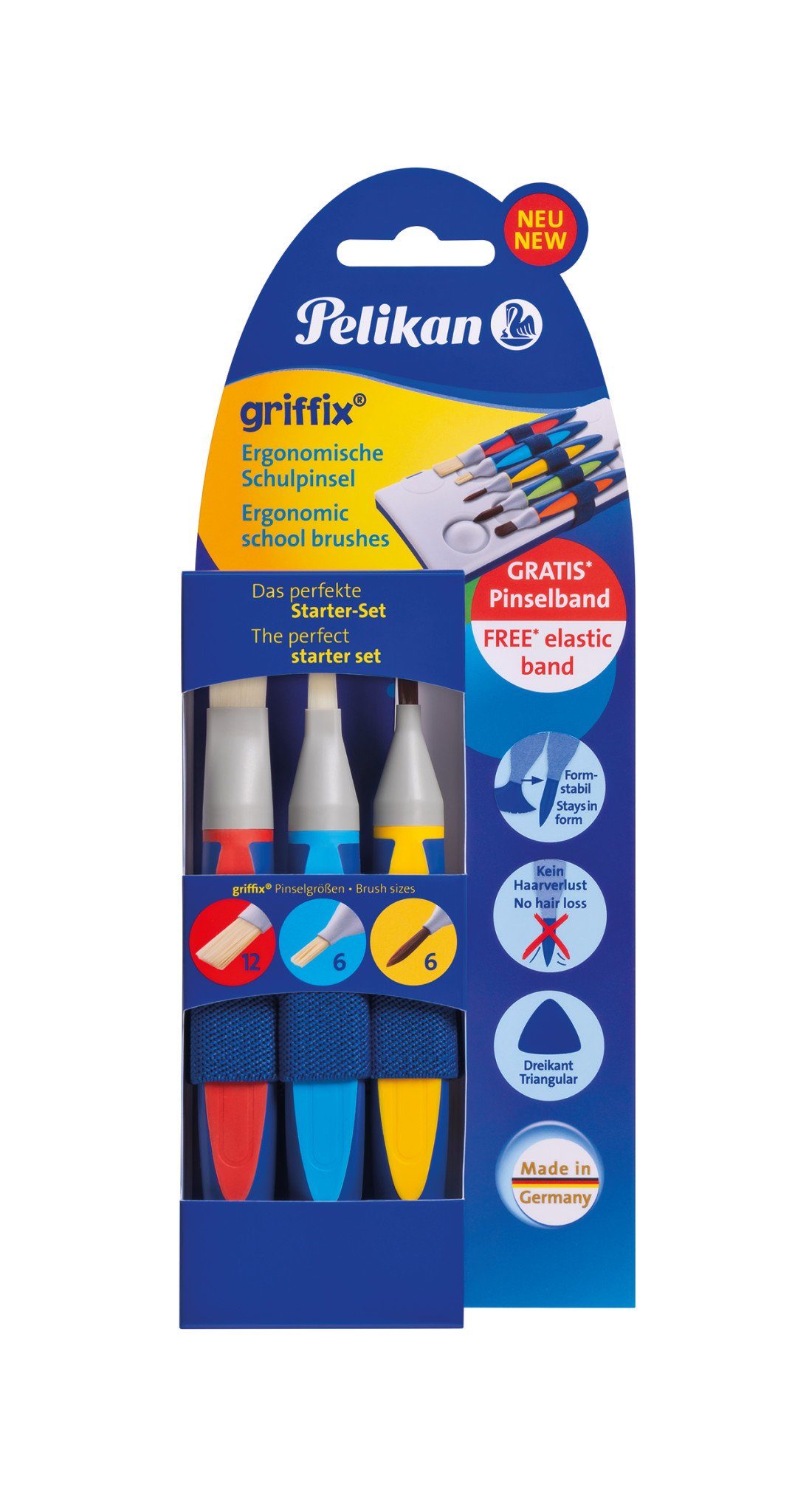 Malpinsel griffix® Pinselset für die Schule mit Pinselband 3er Set