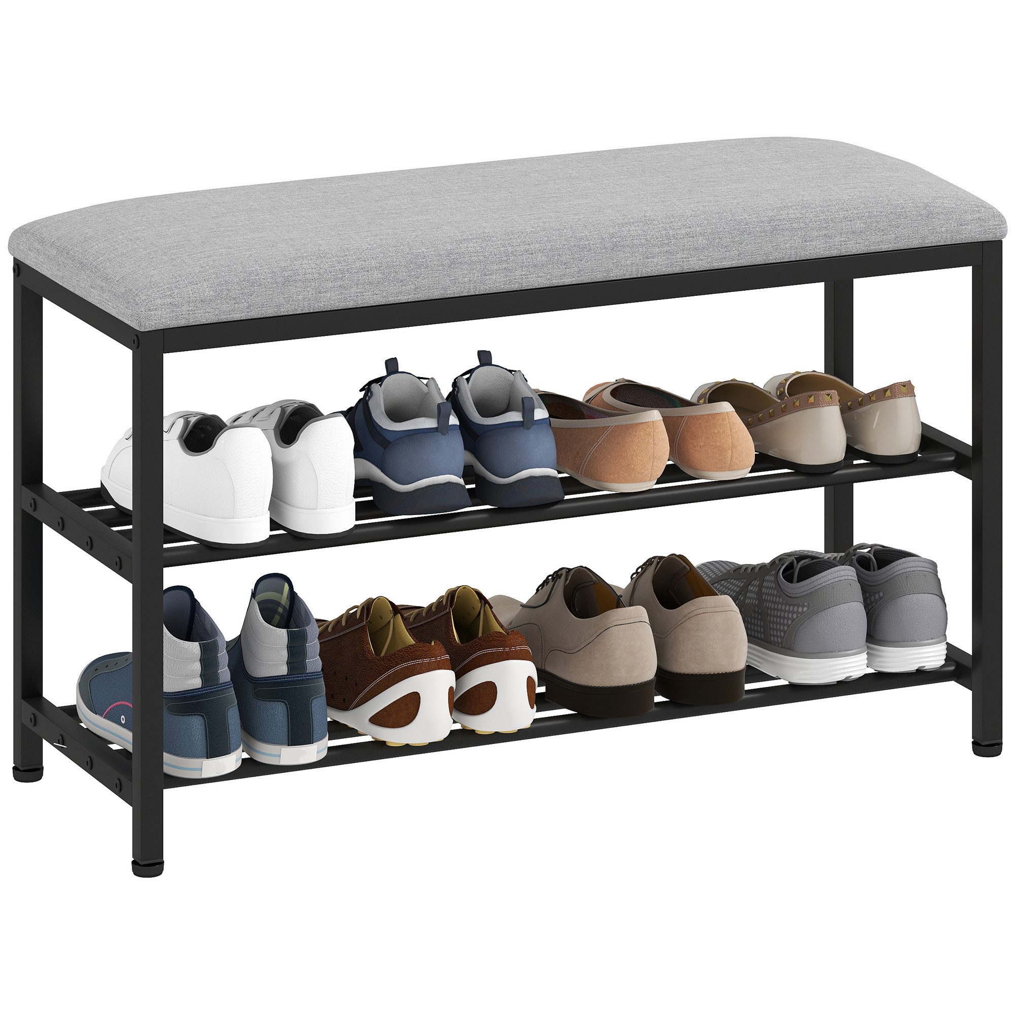 HOMCOM Schuhbank mit Sitzpolster (Flurbank, 1-St., Schuhablage), für Wohnzimmer, Flur, Schwarz