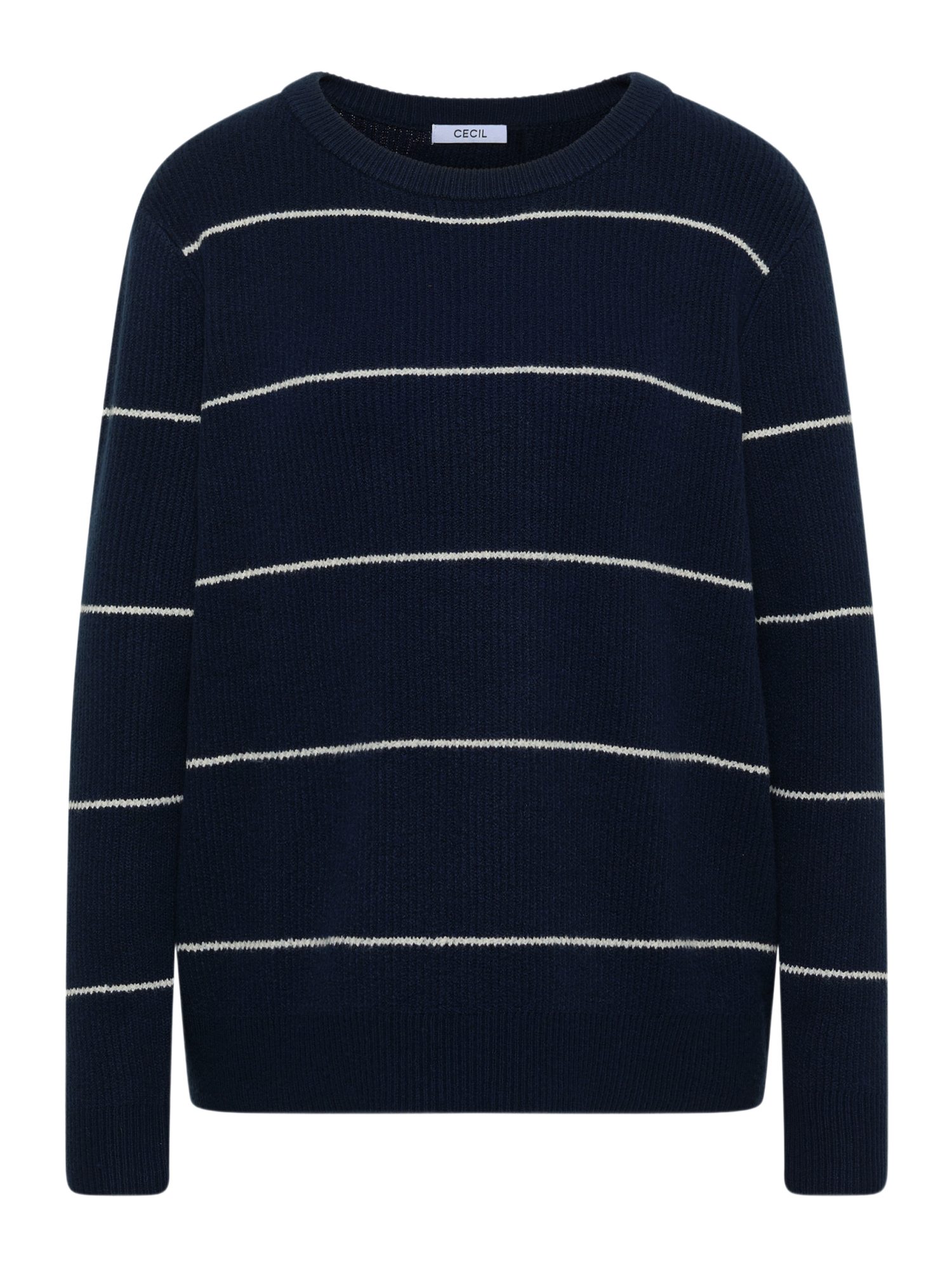 CECIL Langarmshirt blau,Casual,Baumwolle,Gestreift,Rundhals,Lang,Regular Fit