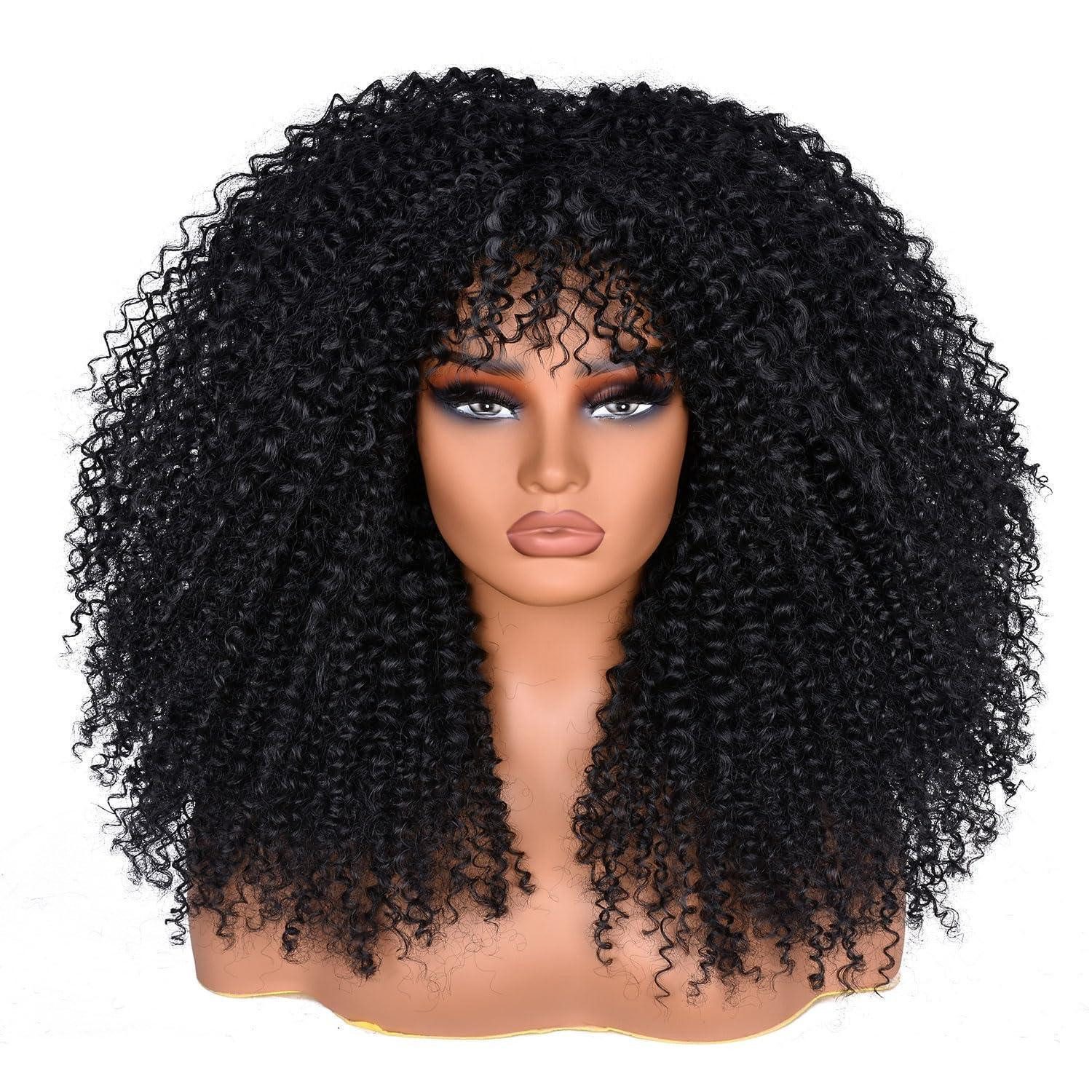 LuxusKollektion Kunsthaarperücke Perücke Afro Synthetik 18Zoll Lockig Kinky Glueless Schwarz