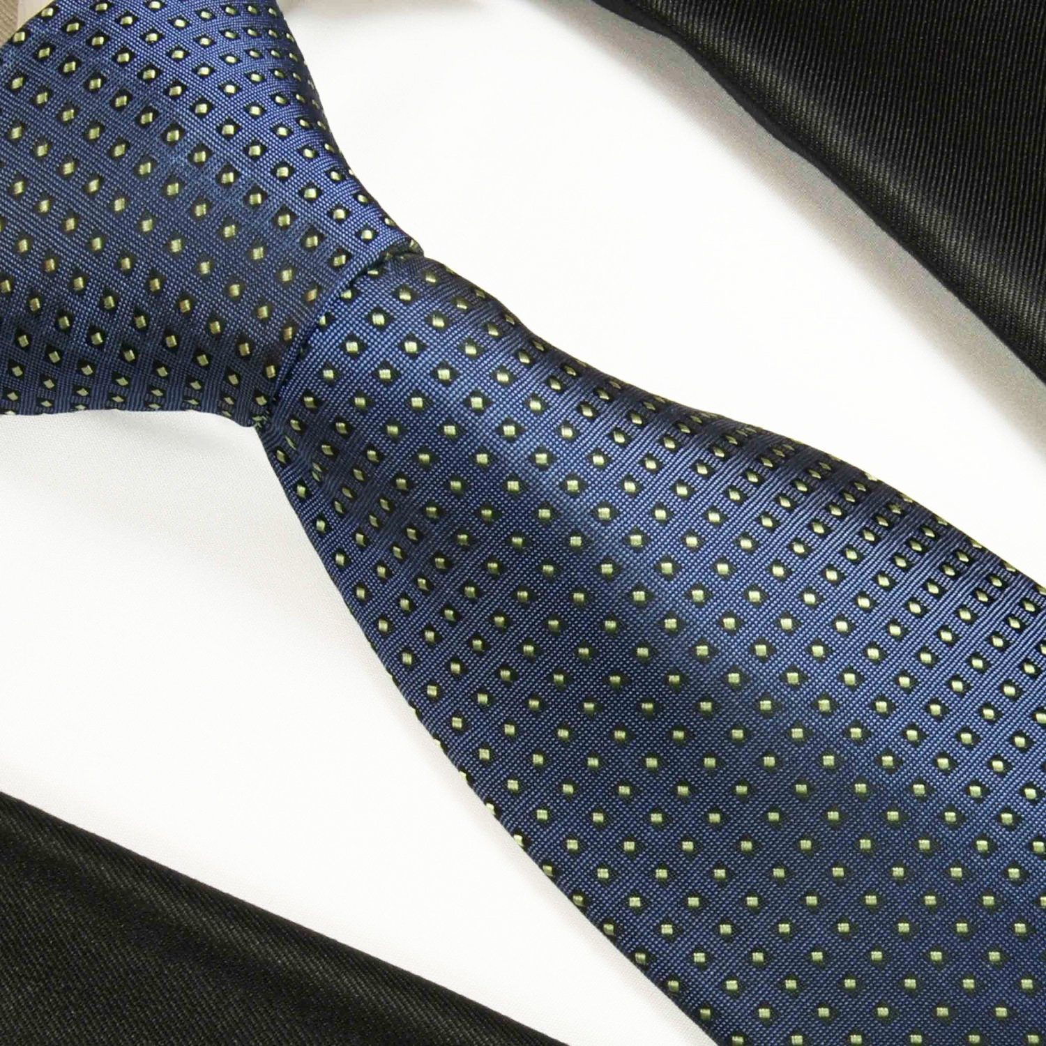 (6cm), 2041 Tuch 100% Seidenkrawatte mit modern Krawatte (Set, Malone blau 2-St., Schmal Seide Krawatte mit gepunktet Paul Einstecktuch) Herren