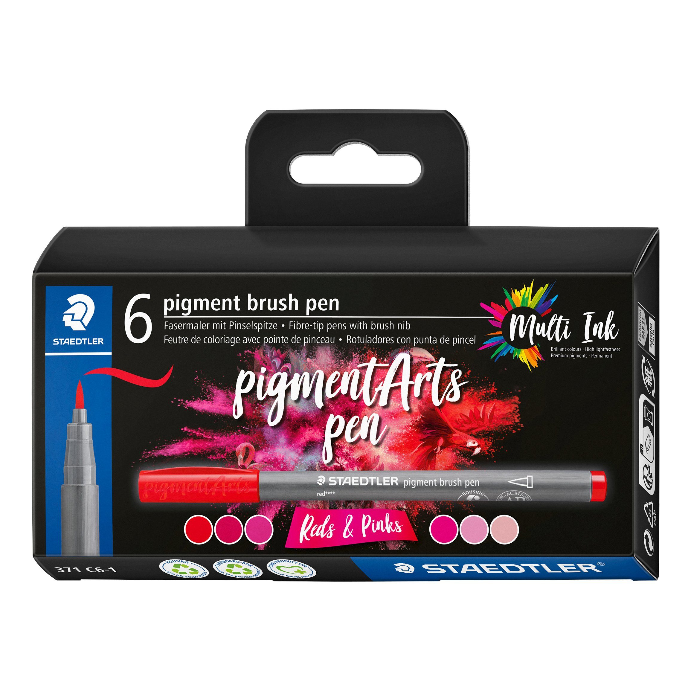 STAEDTLER Faserstift Pigment brush pen, 6er-Set